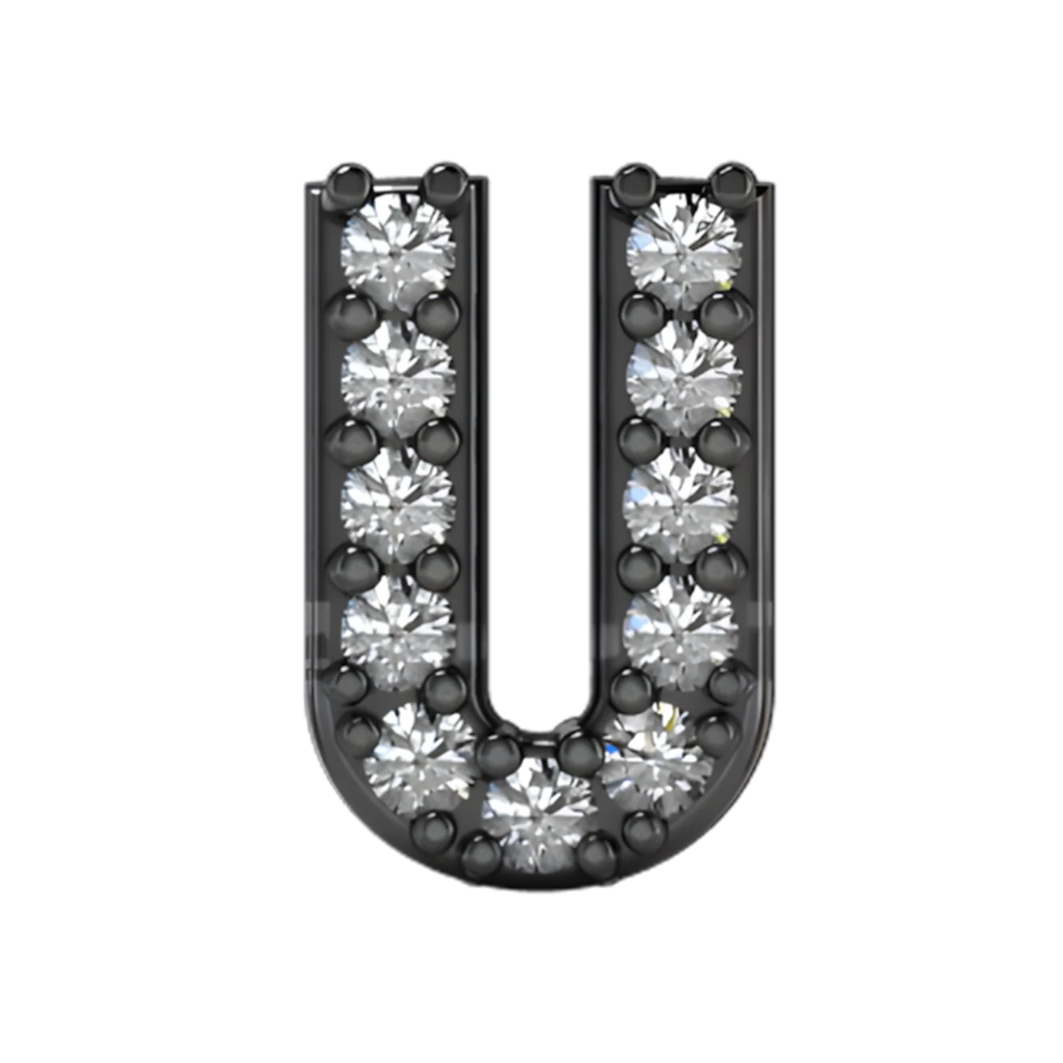 Slider Pave Letter U Charm - Image 2