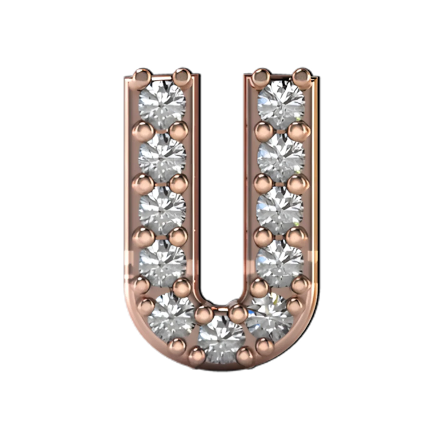 Slider Pave Letter U Charm - Image 3