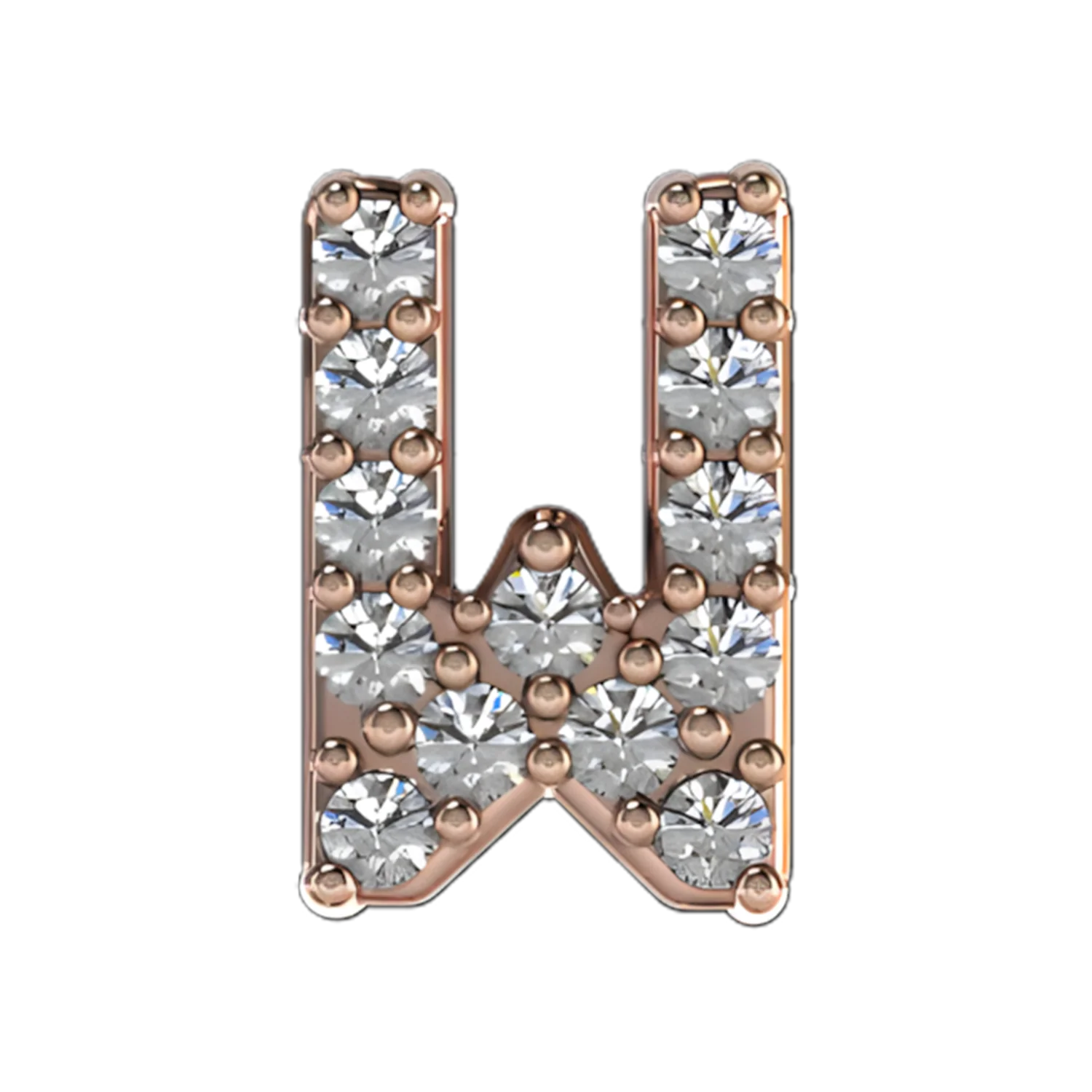 Slider Pave Letter W Charm - Image 3