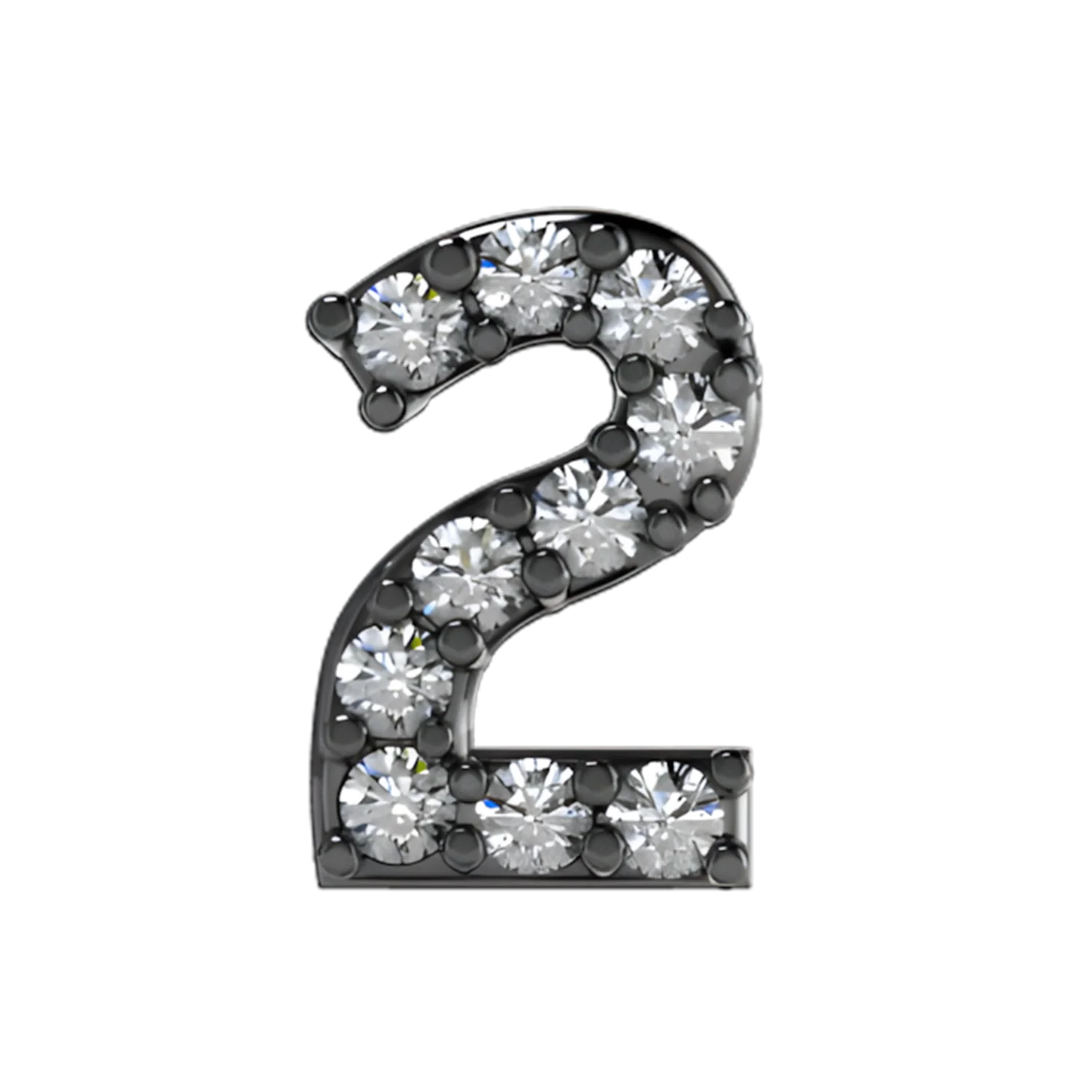 Slider Pave Number 2 Charm - Image 2