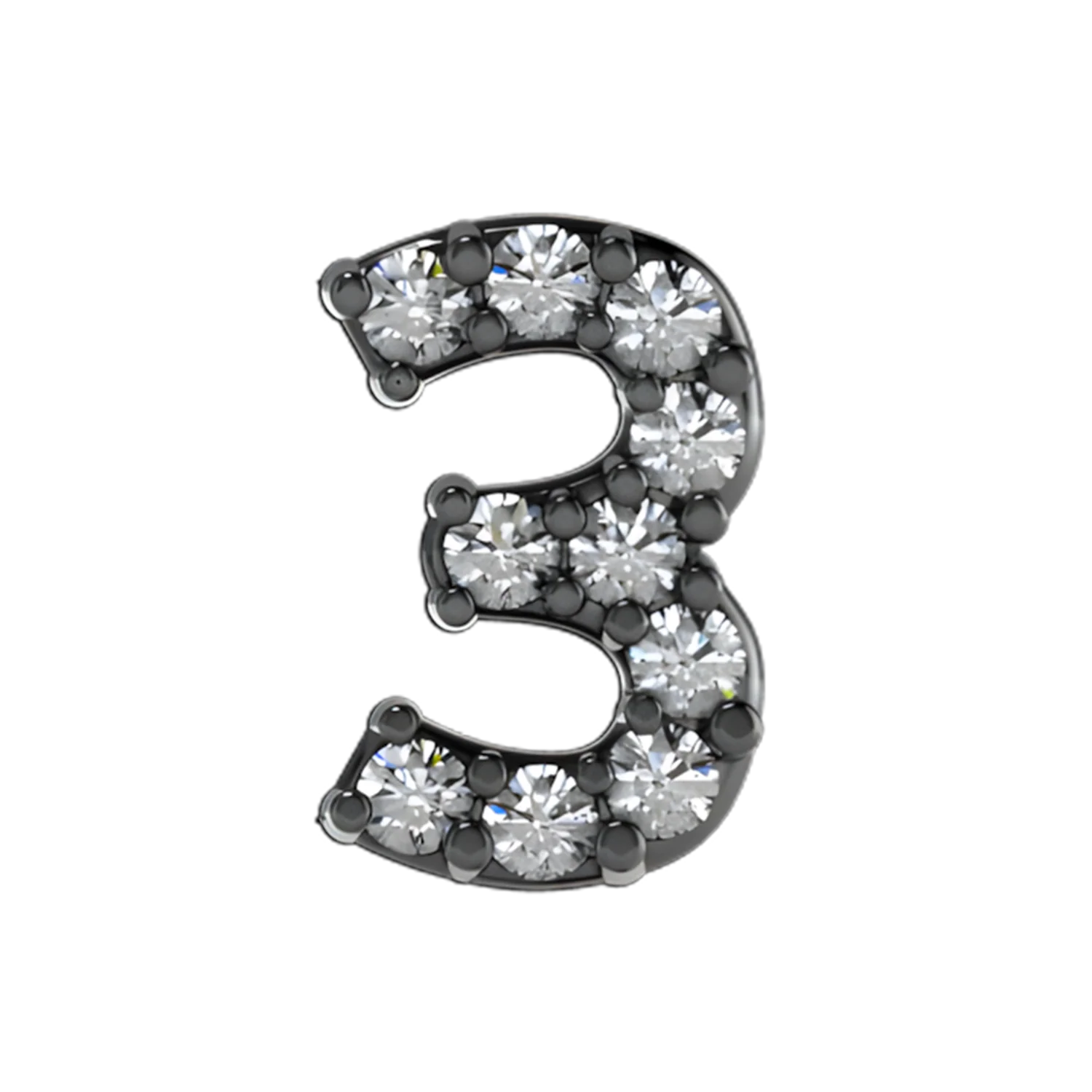 Slider Pave Number 3 Charm - Image 2