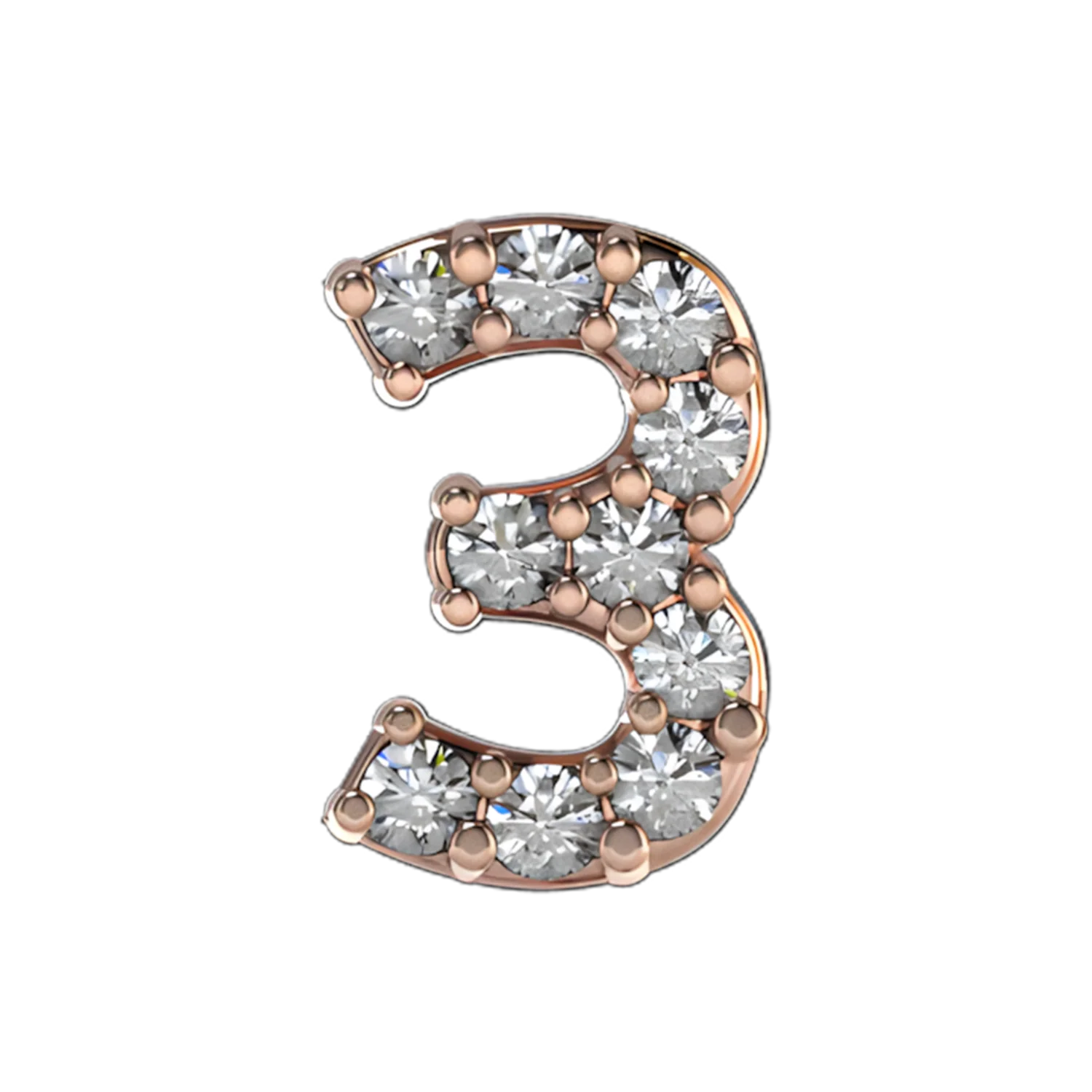 Slider Pave Number 3 Charm - Image 3
