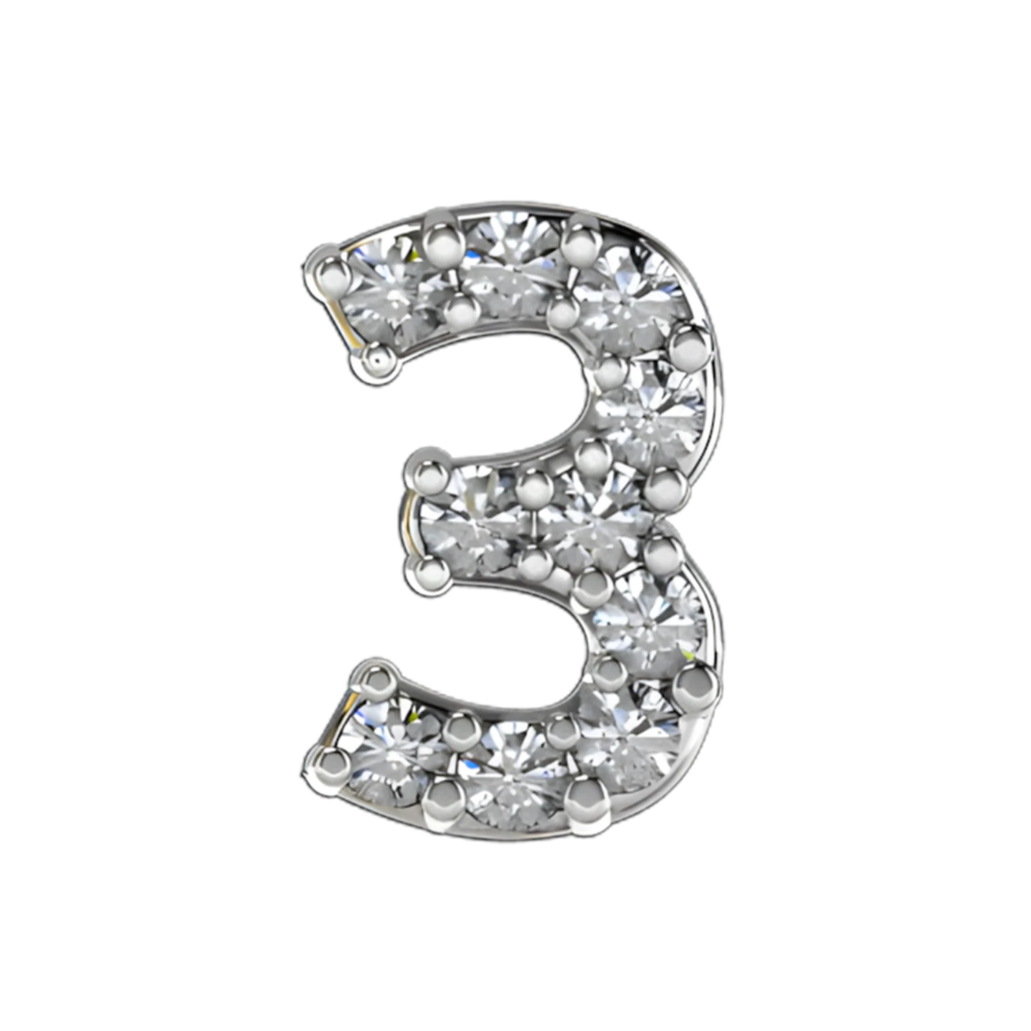 Slider Pave Number 3 Charm - Image 4