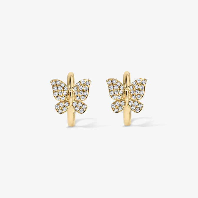Mini Token Pave Butterfly Huggies