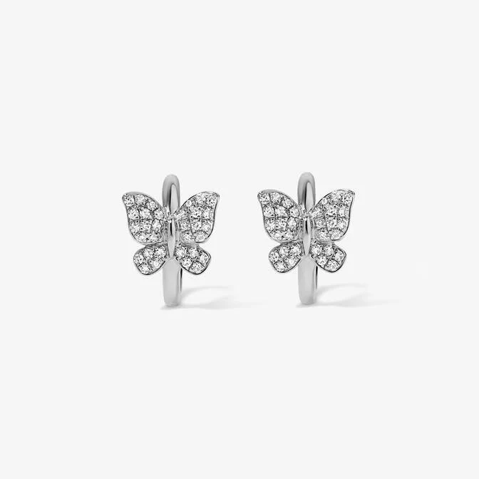 Mini Token Pave Butterfly Huggies - Image 3