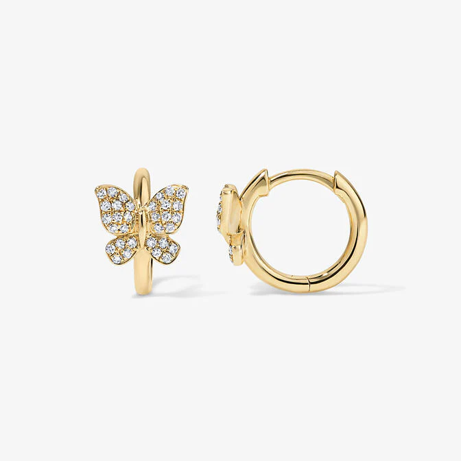 Mini Token Pave Butterfly Huggies - Image 4