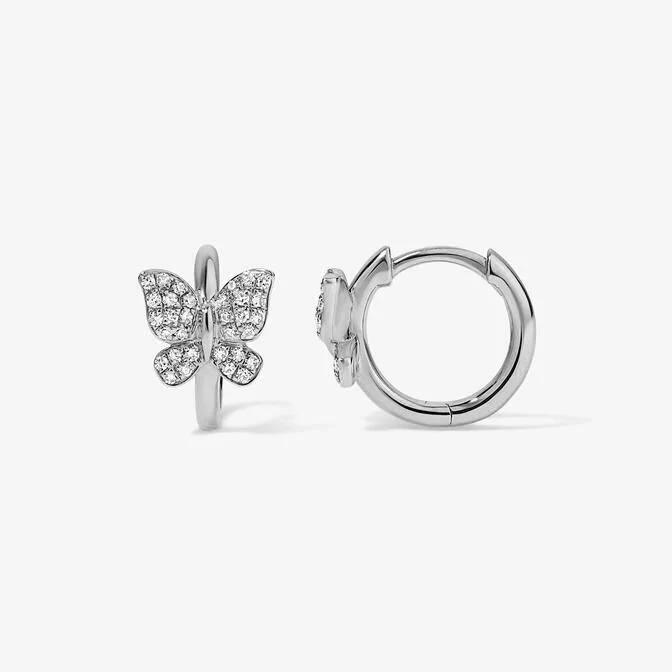 Mini Token Pave Butterfly Huggies - Image 5