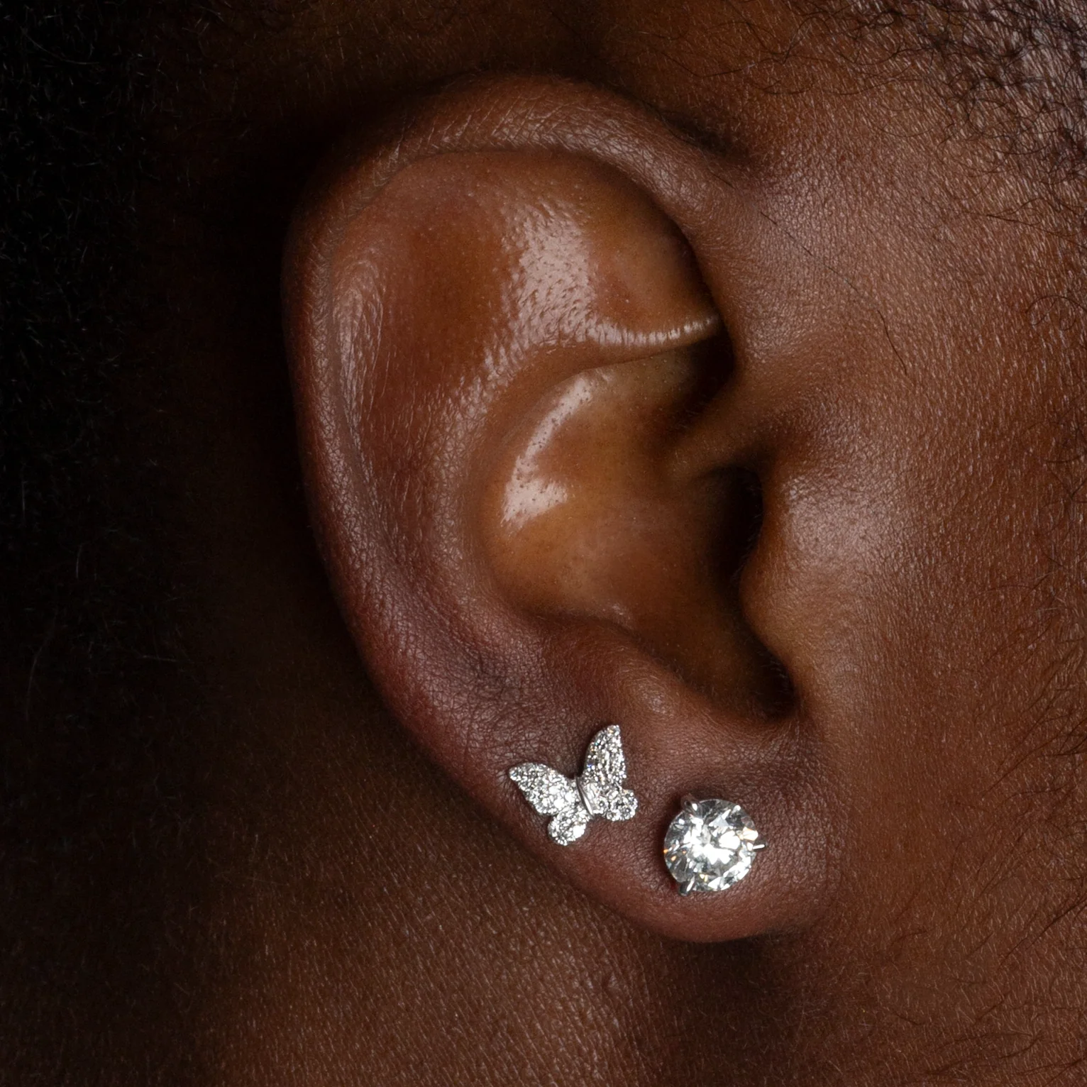 Mini Token Pave Butterfly Studs - Image 3
