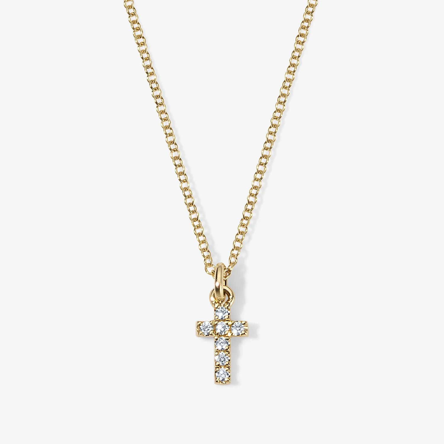 Mini Token Pave Cross Necklace