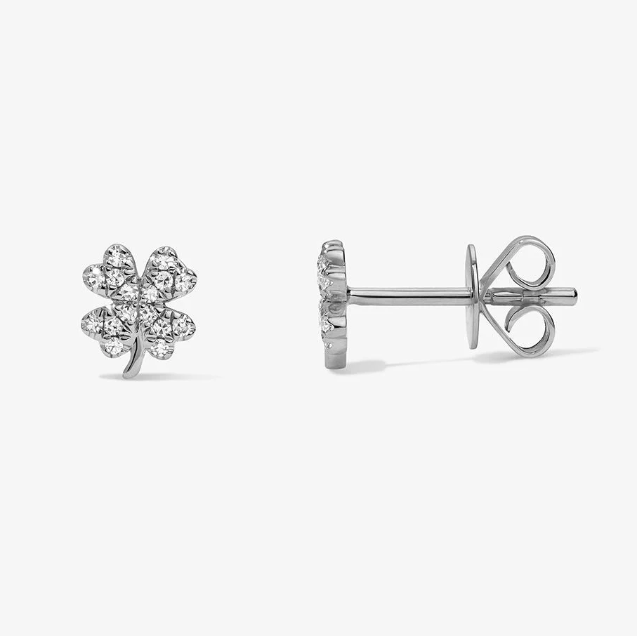 Mini Token Pave Four Leaf Clover Studs - Image 2