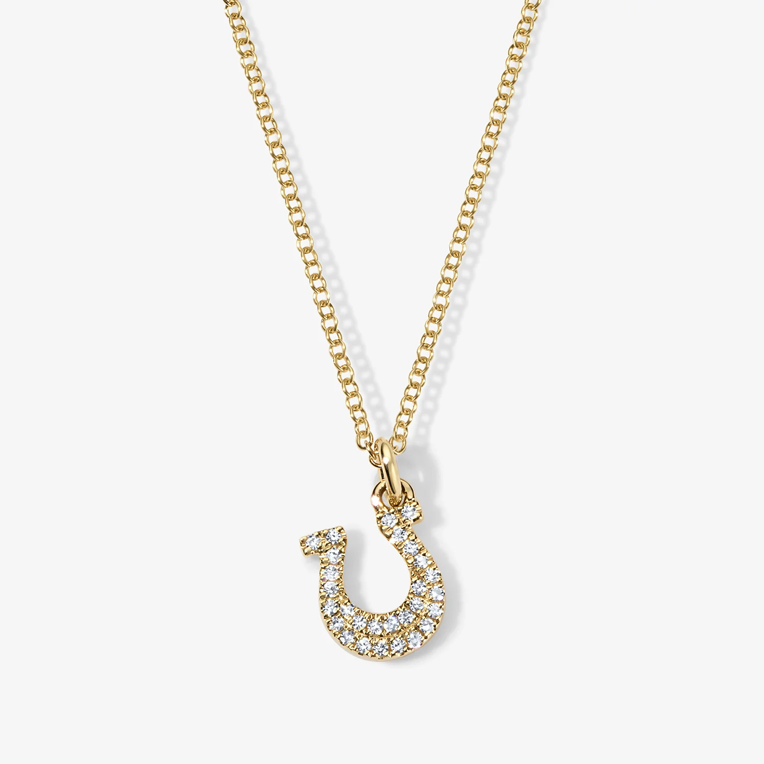 Mini Token Pave Horseshoe Necklace