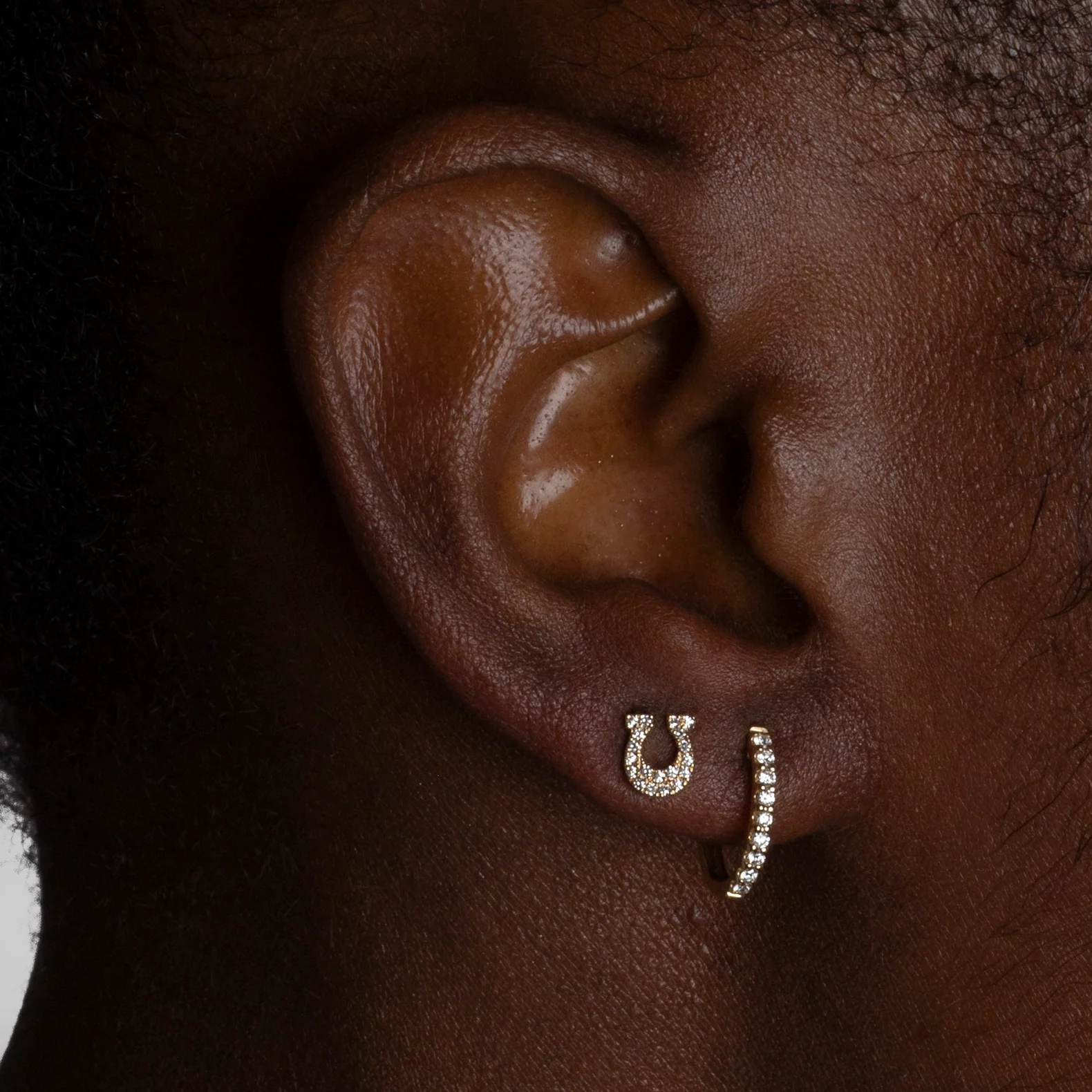 Mini Token Pave Horseshoe Studs - Image 3