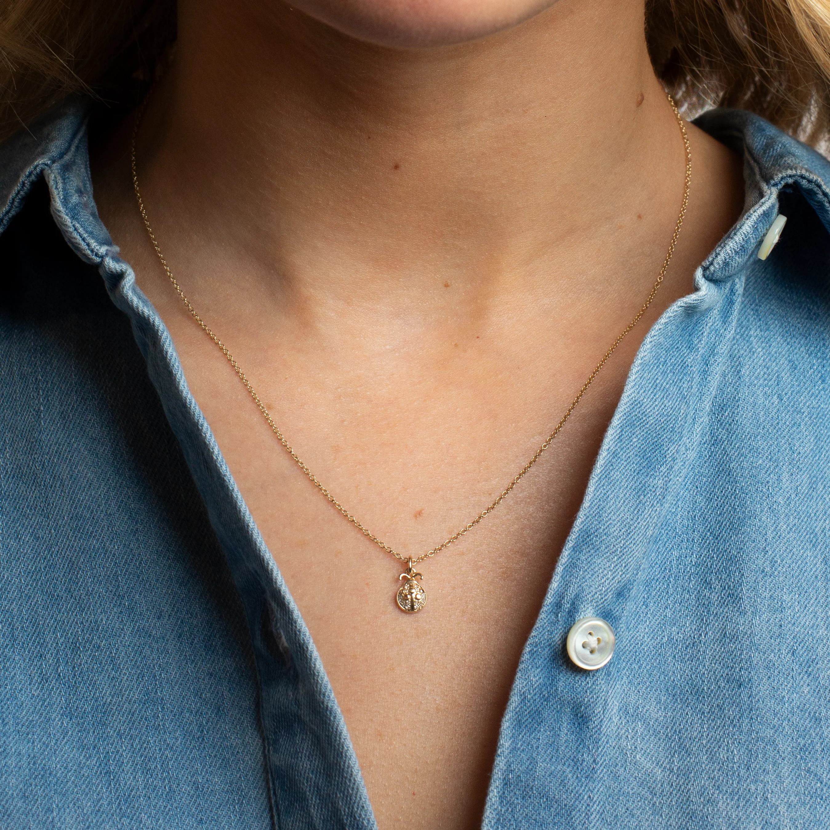 Mini Token Pave Ladybug Necklace - Image 3