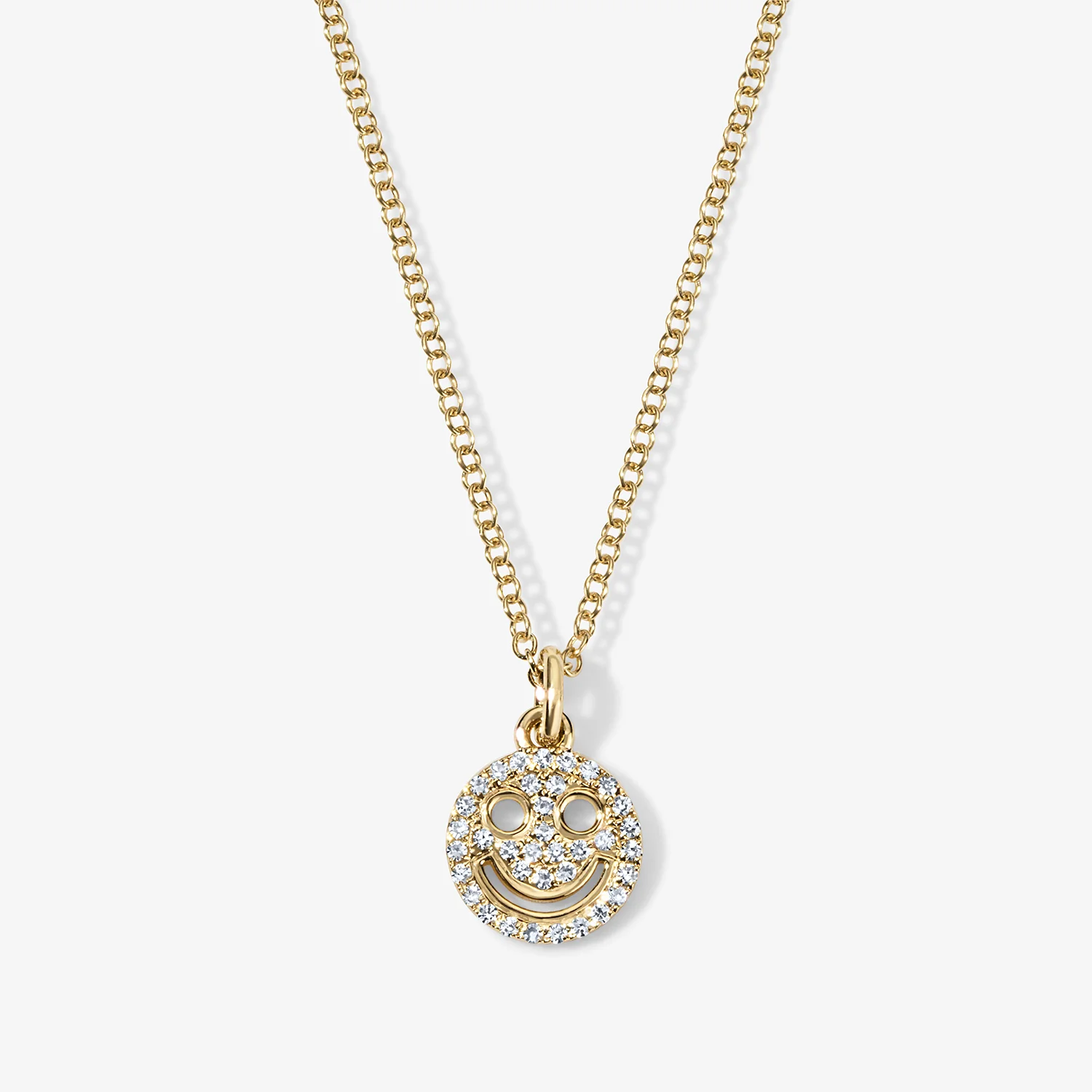Mini Token Pave Smiley Face Necklace