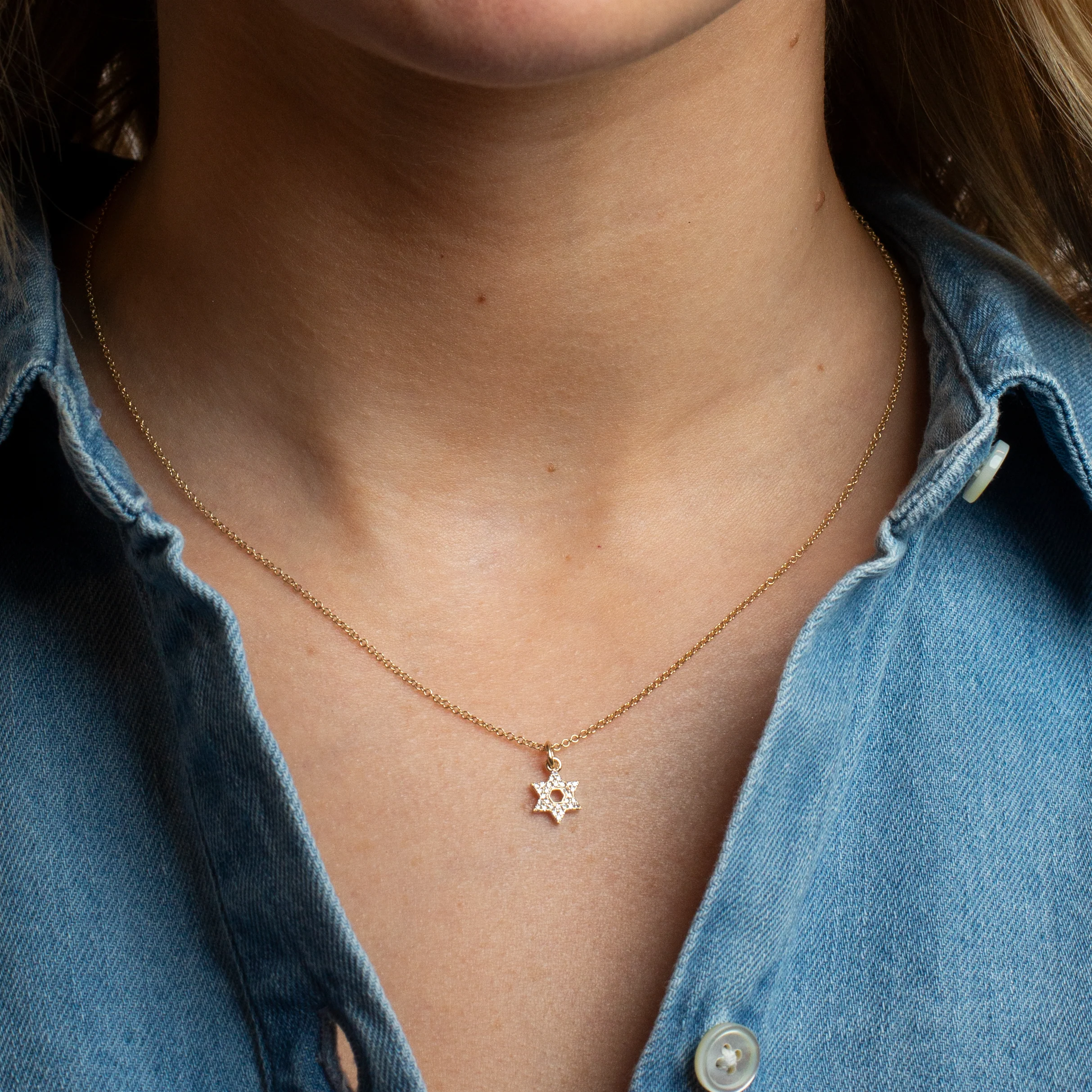 Mini Token Pave Star of David Necklace - Image 3