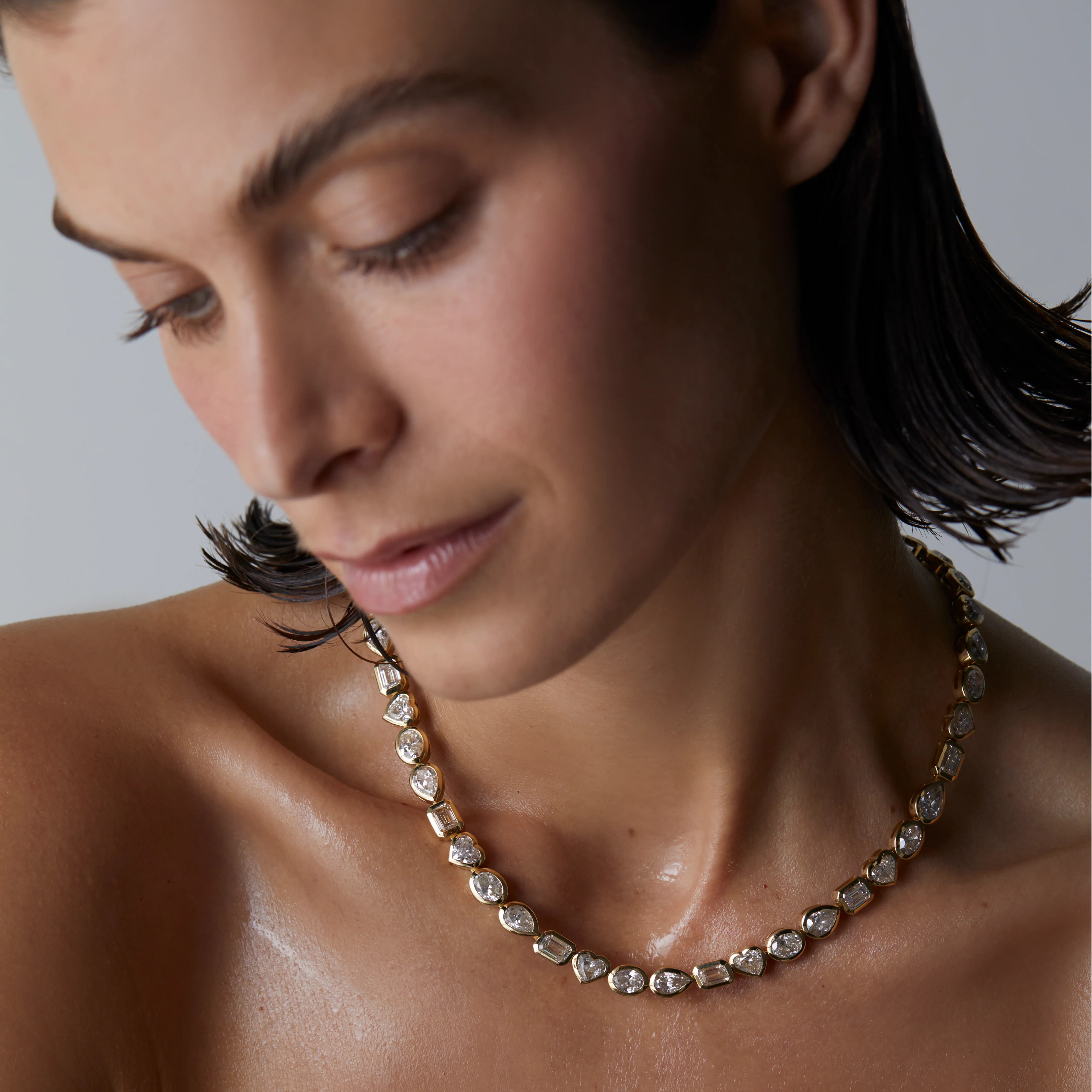 Signature Mixed Shape Bezel Tennis Necklace - Image 2