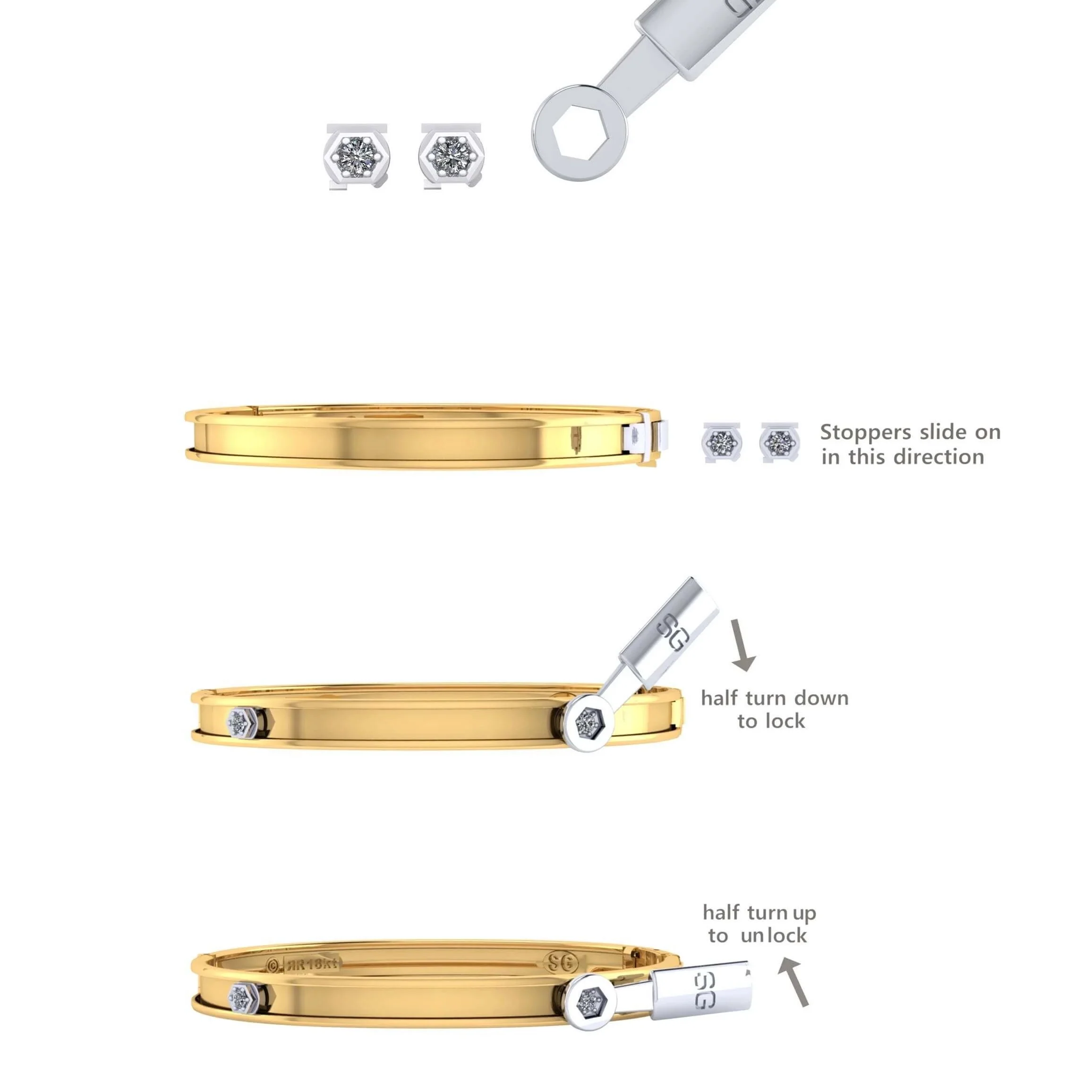 Pair of Diamond Stoppers for Personalized Slider Bangle™ - Image 6