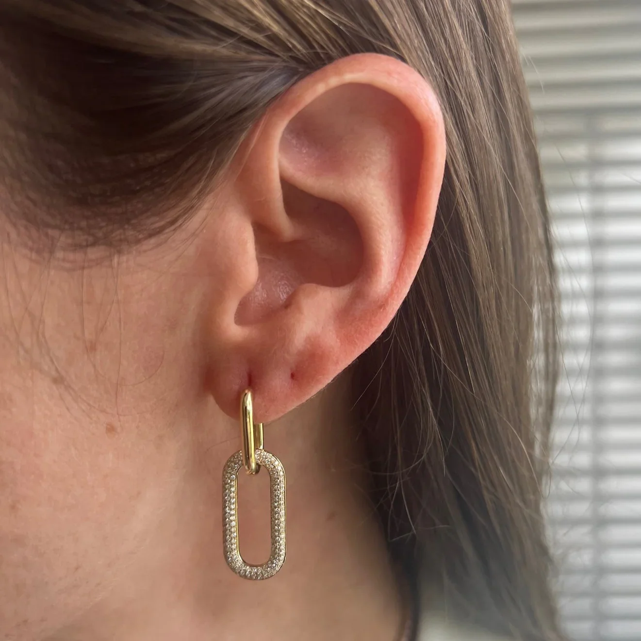 Cleo Paperclip Diamond Drop Earrings - Image 5