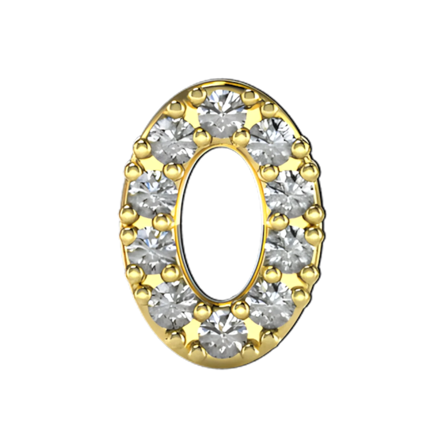 Pave Letter O Slider Necklace Charm