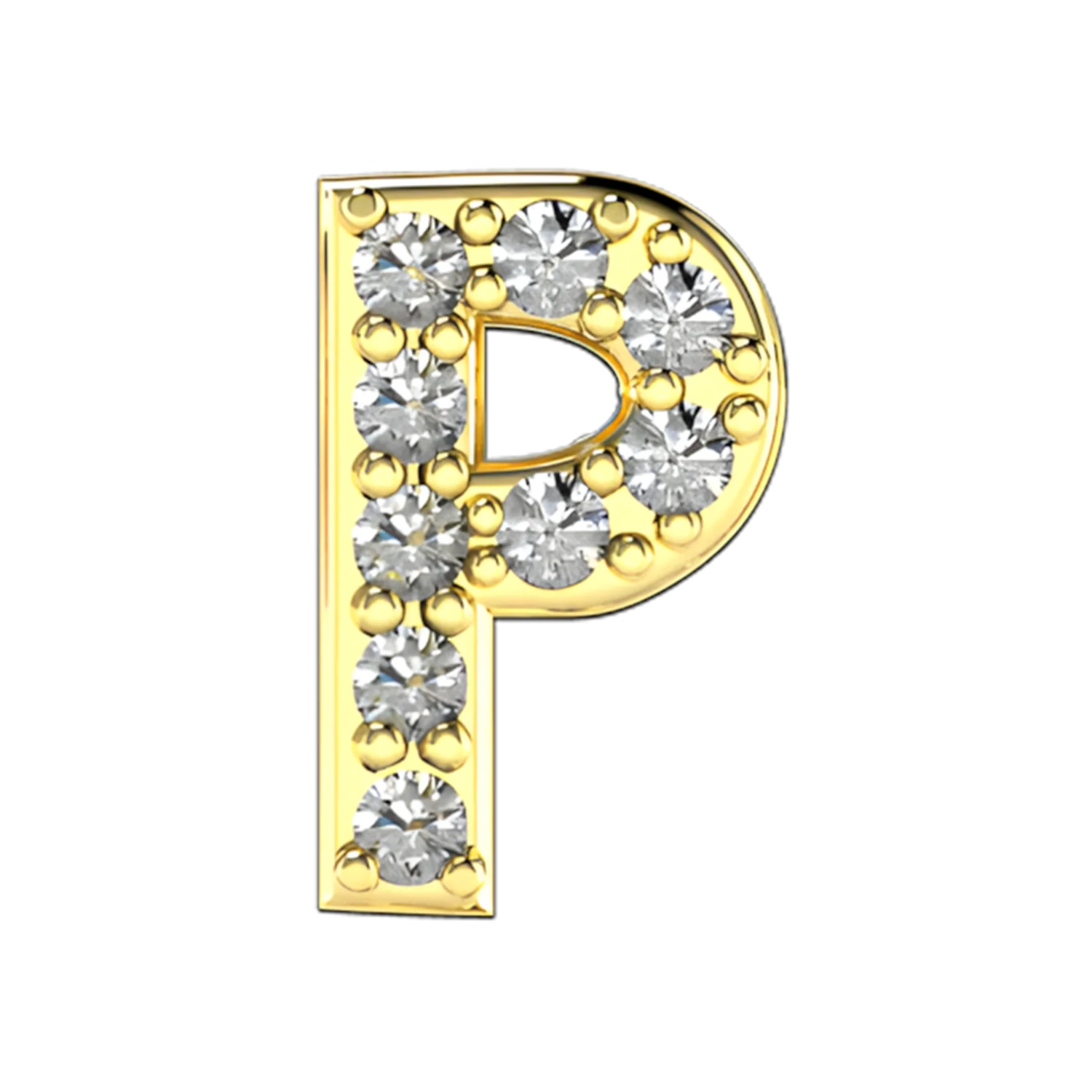 Pave Letter P Slider Necklace Charm