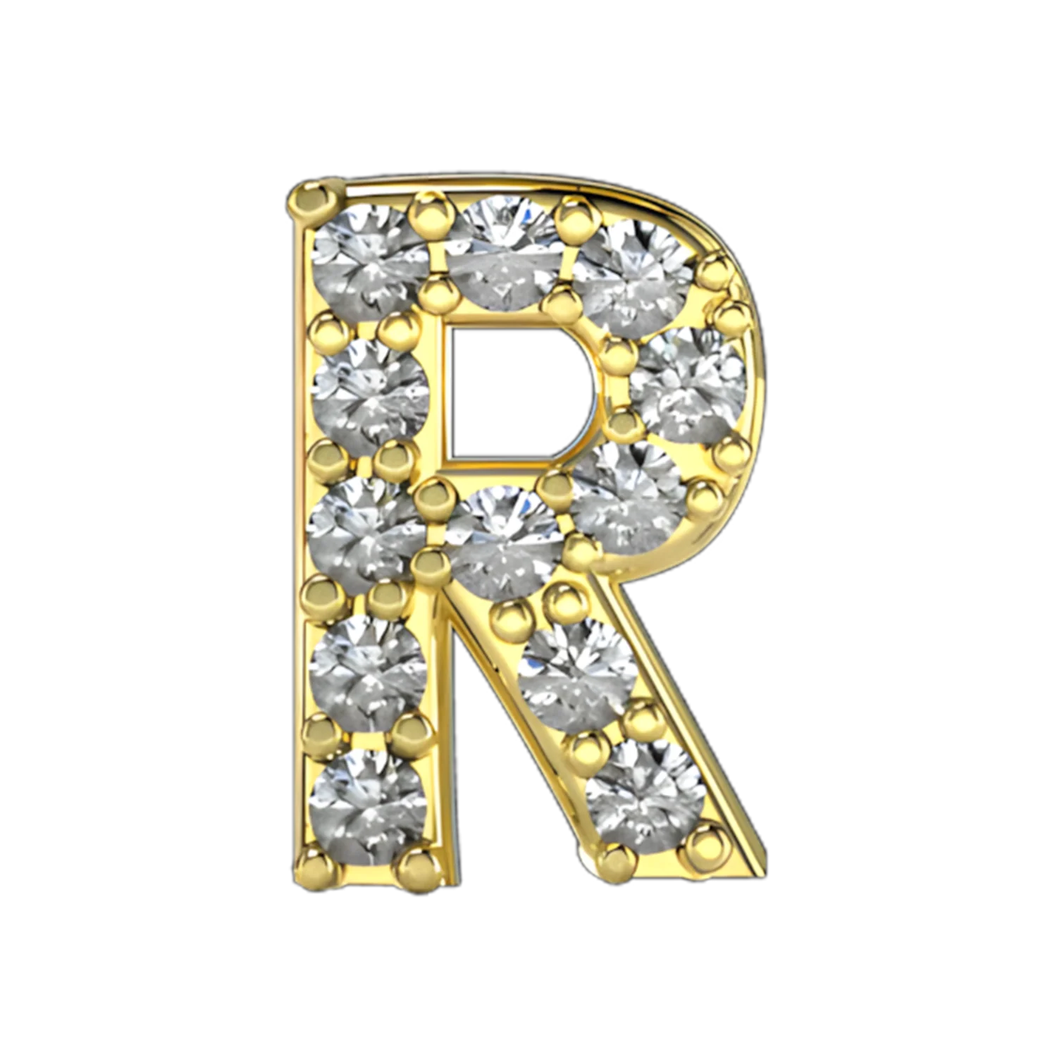 Pave Letter R Slider Necklace Charm