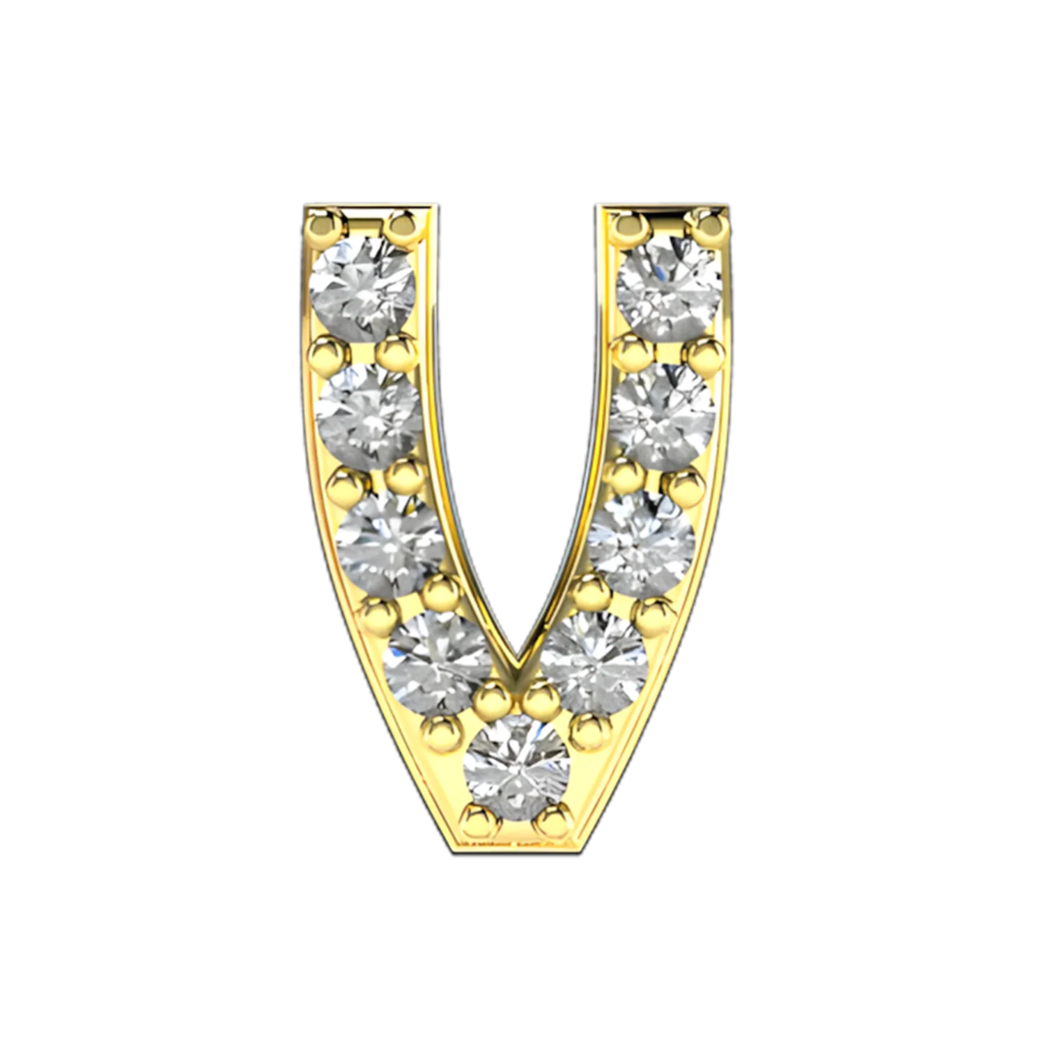Pave Letter V Slider Necklace Charm