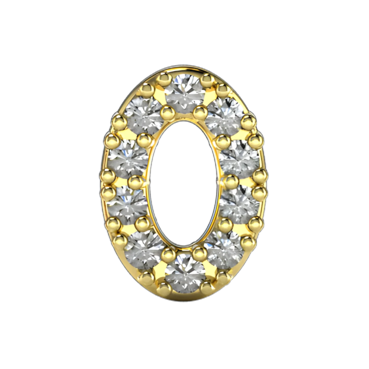 Pave Number 0 Slider Necklace Charm