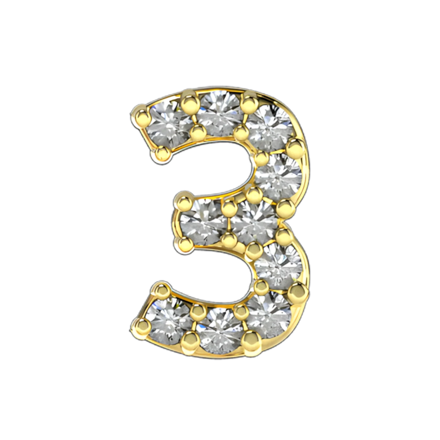 Pave Number 3 Slider Necklace Charm