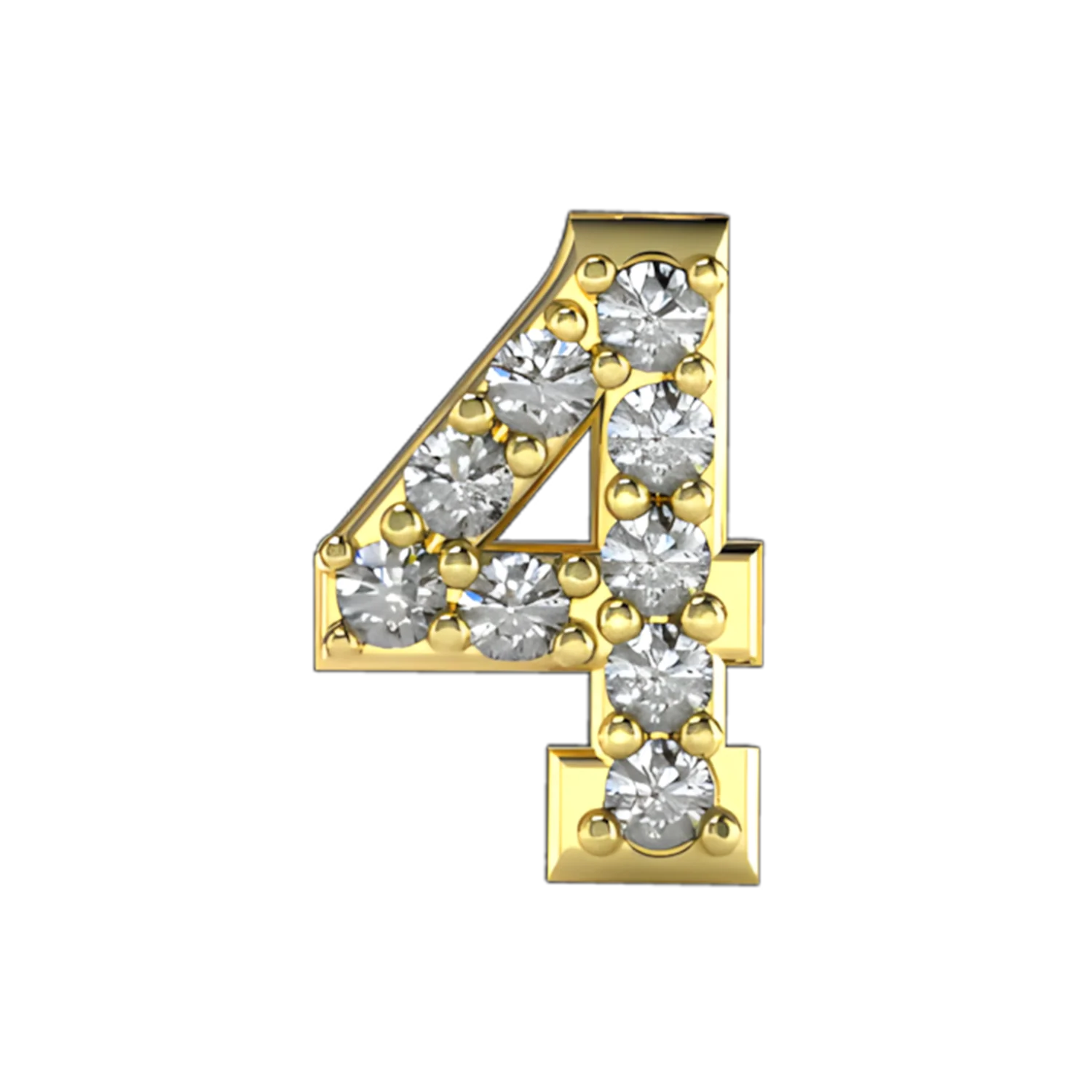 Pave Number 4 Slider Necklace Charm
