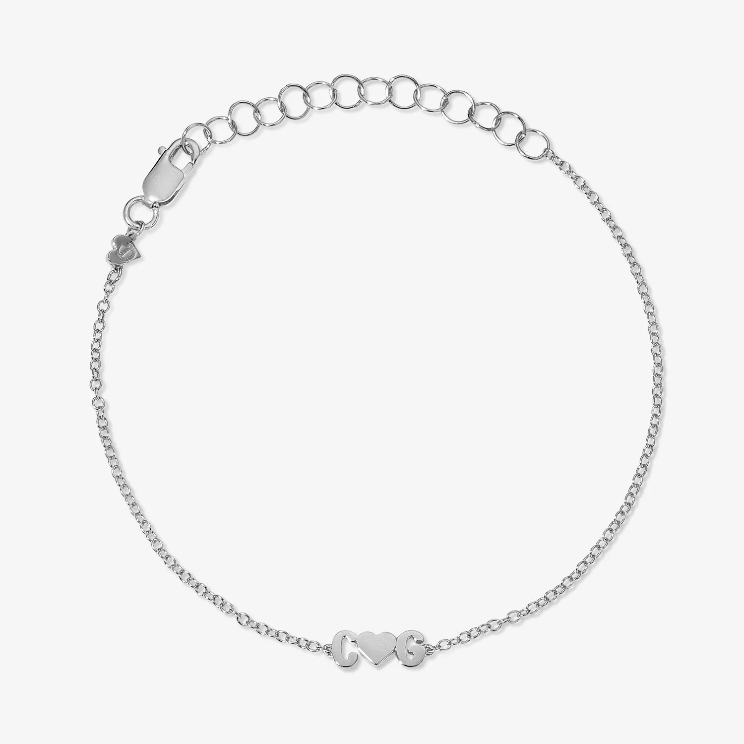 Petite Bubble Letters and Heart Bracelet - Image 2