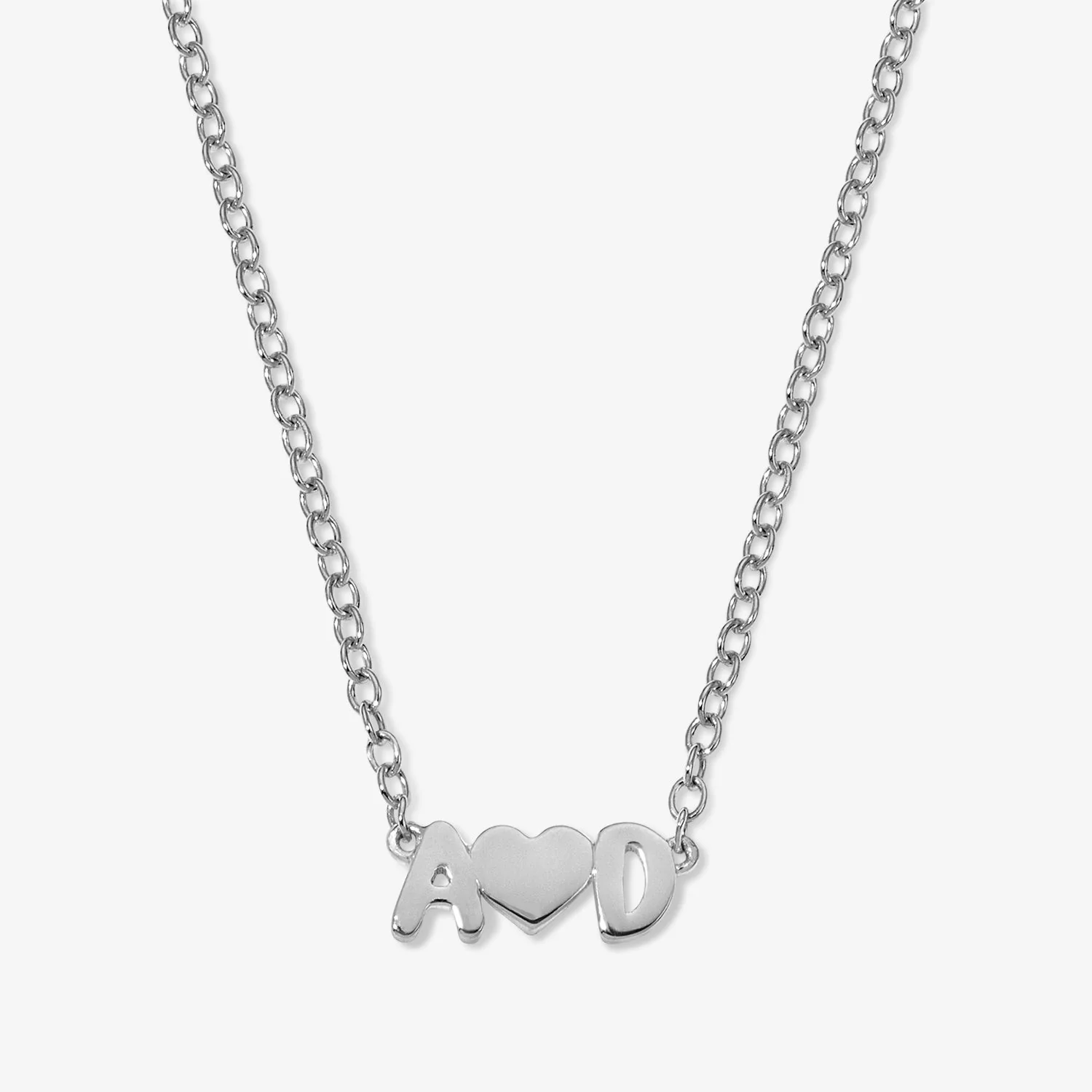Petite Bubble Letters and Heart Necklace - Image 2