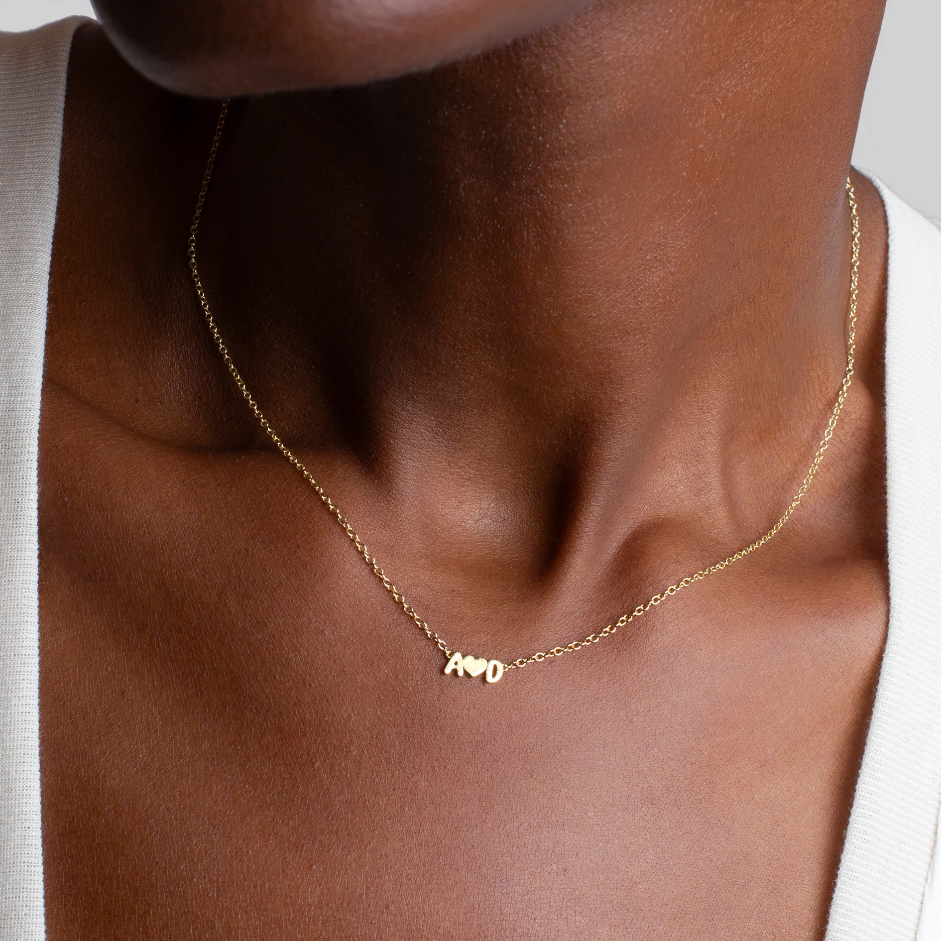 Petite Bubble Letters and Heart Necklace - Image 3