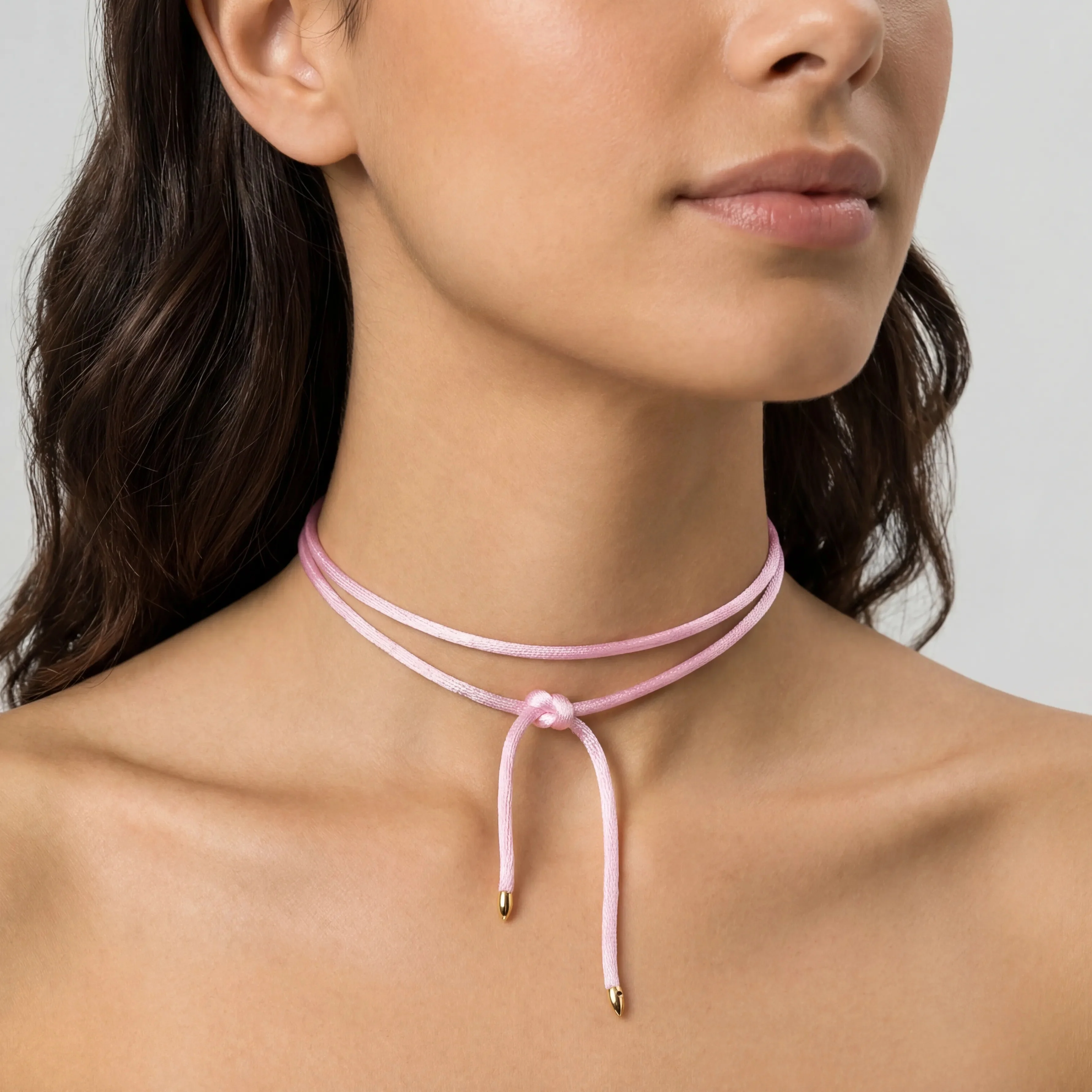 Kendall Pink Satin Cord Necklace - Image 4