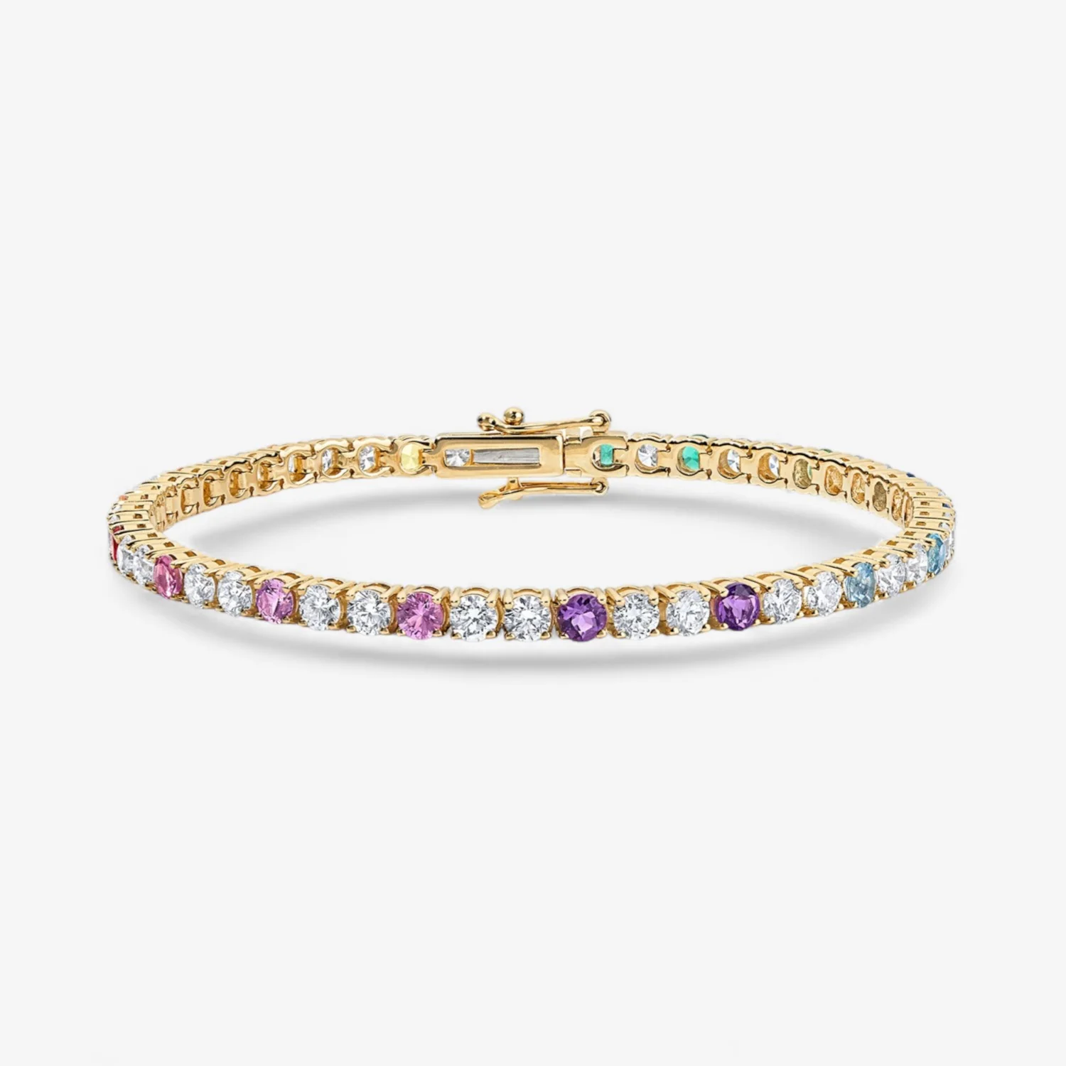 Signature Rainbow Sapphire and Diamond Tennis Bracelet