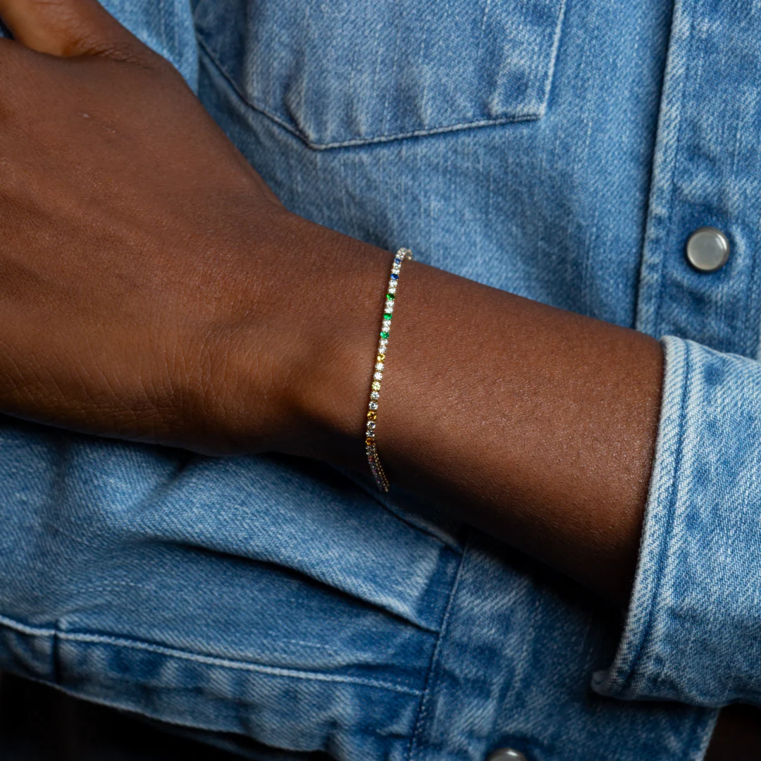 Signature Rainbow Sapphire and Diamond Tennis Bracelet - Image 2