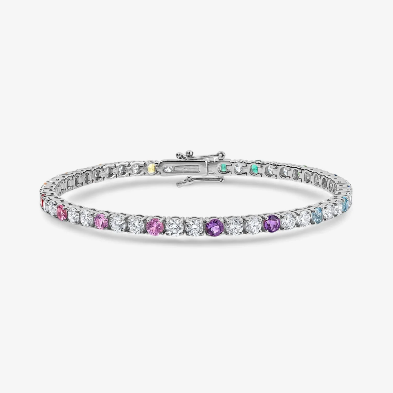 Signature Rainbow Sapphire and Diamond Tennis Bracelet - Image 3