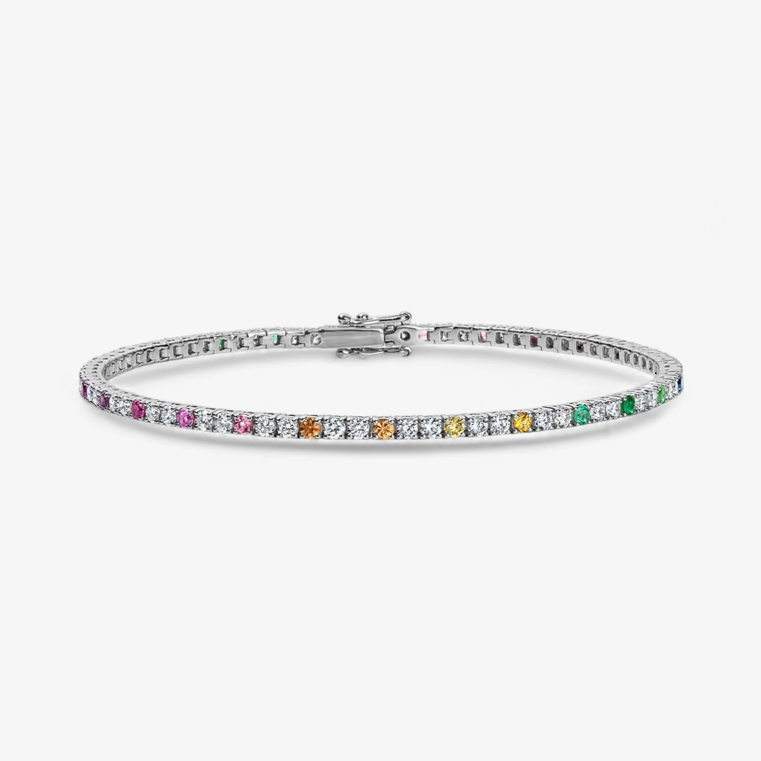 Signature Rainbow Sapphire and Diamond Tennis Bracelet - Image 4
