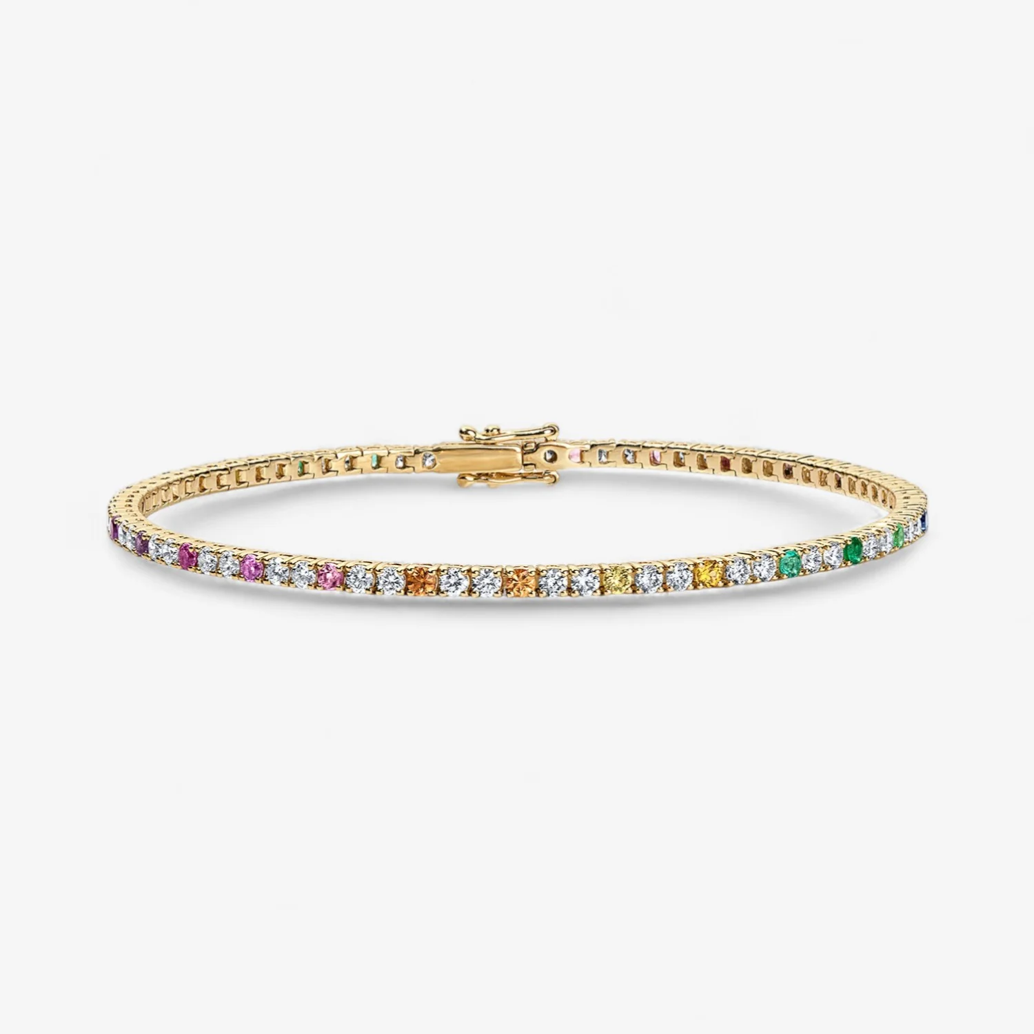 Signature Rainbow Sapphire and Diamond Tennis Bracelet - Image 5