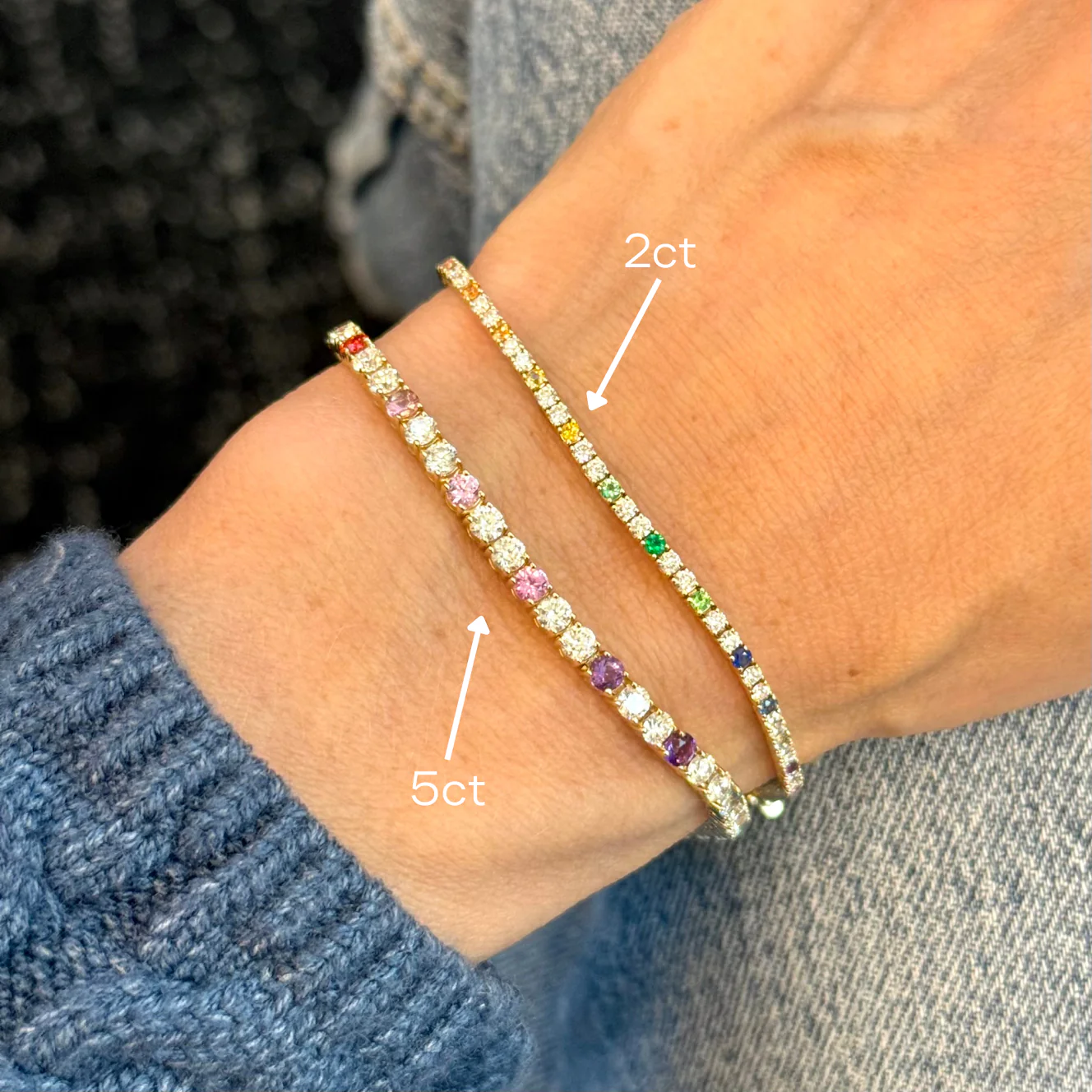 Signature Rainbow Sapphire and Diamond Tennis Bracelet - Image 6