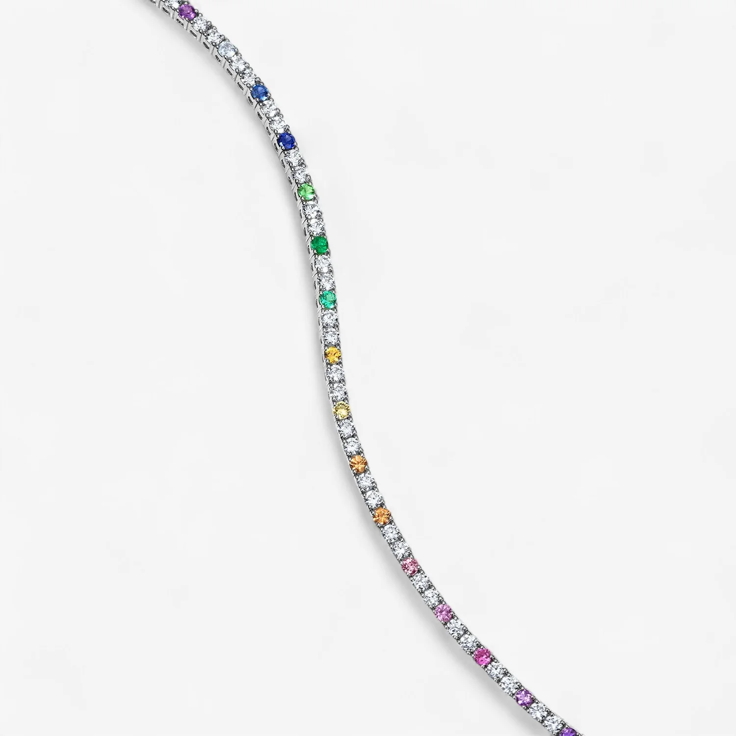 Signature Rainbow Sapphire and Diamond Tennis Bracelet - Image 7