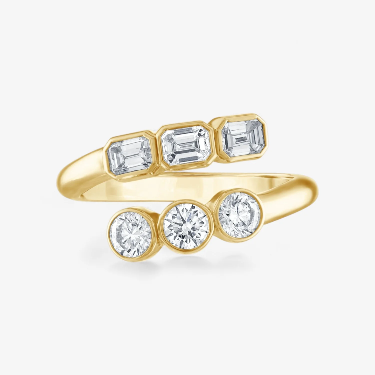 Undecided Round and Emerald Bypass Ring