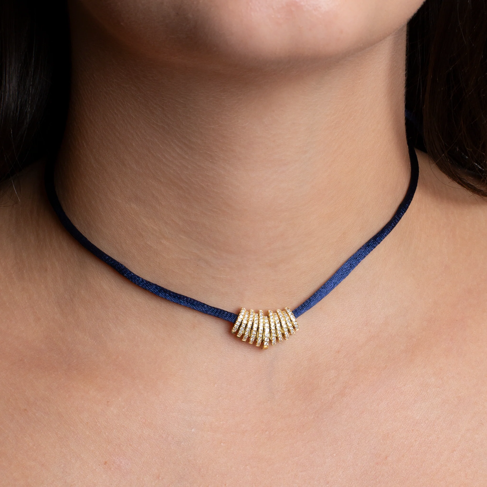 Kendall Navy Blue Satin Cord Necklace - Image 5