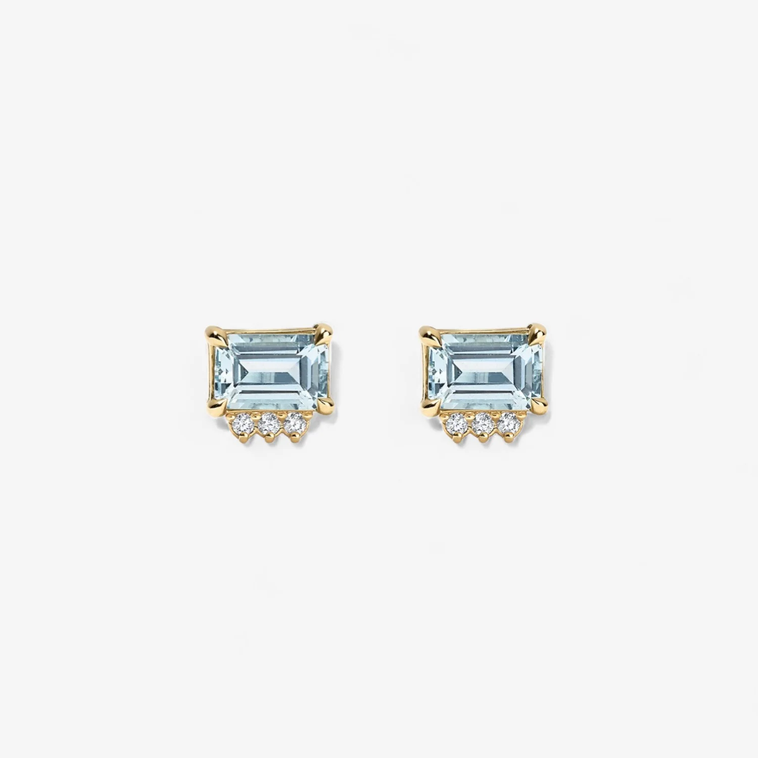 Grace Sky Blue Topaz Emerald and Diamond Studs