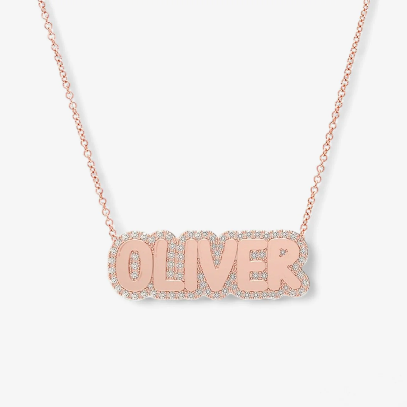 Small Bubble with Pave Outline Necklace - Image 10