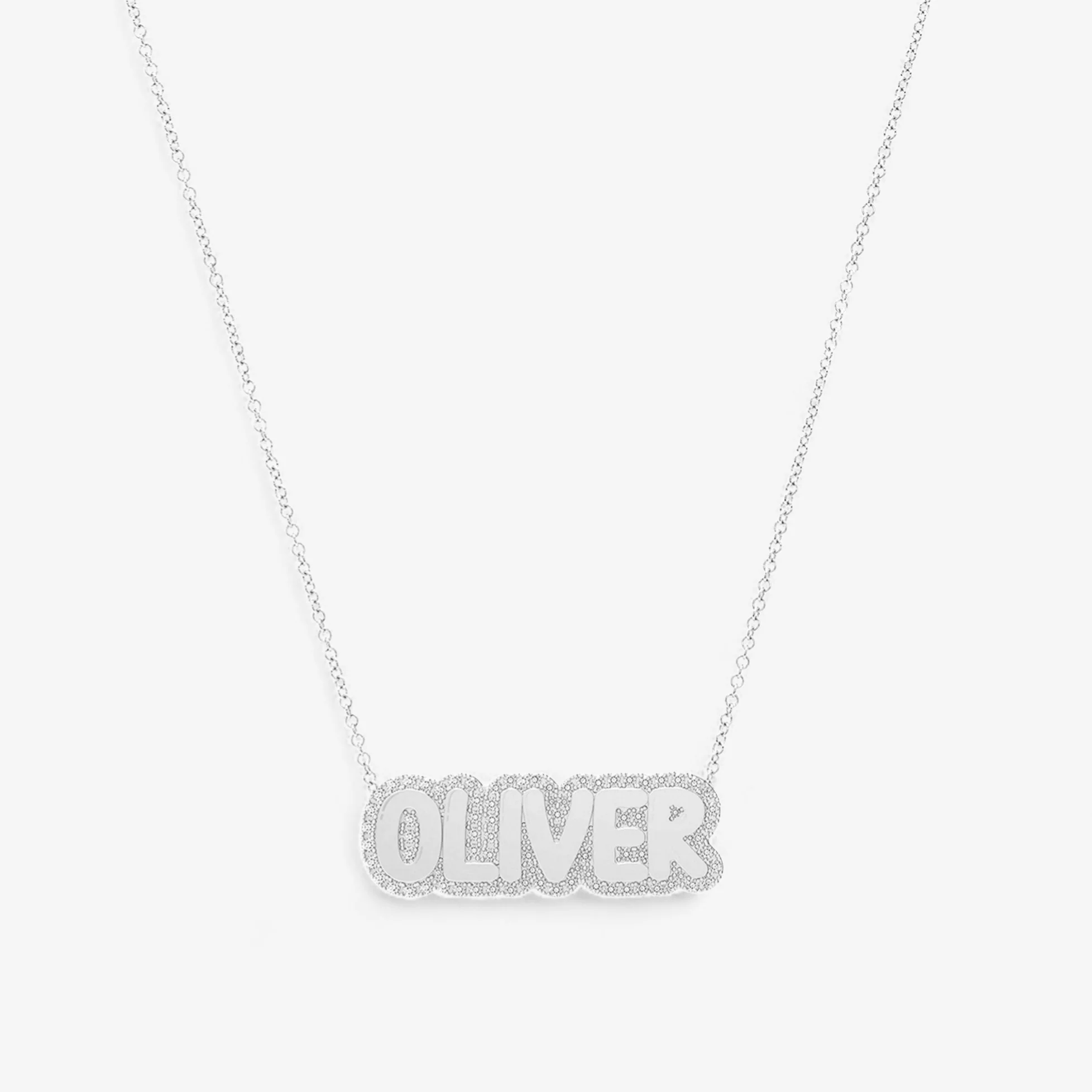 Small Bubble with Pave Outline Necklace - Image 3
