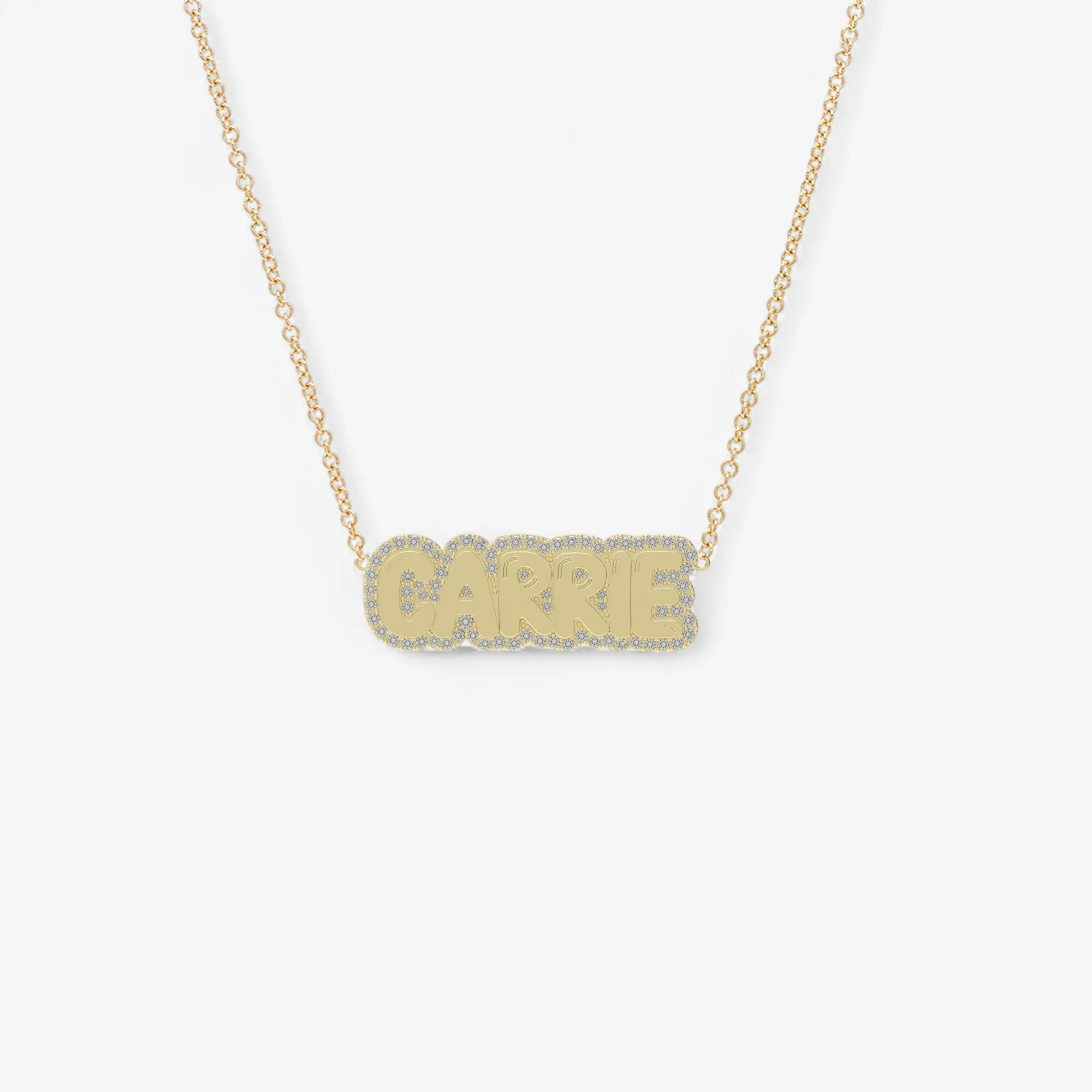 Small Bubble with Pave Outline Necklace - Image 8