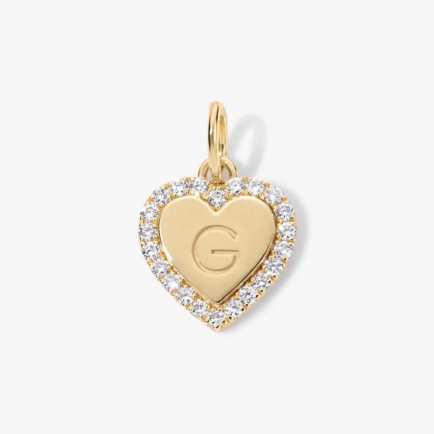 Small Heart Bubble Charm with Pave Outline