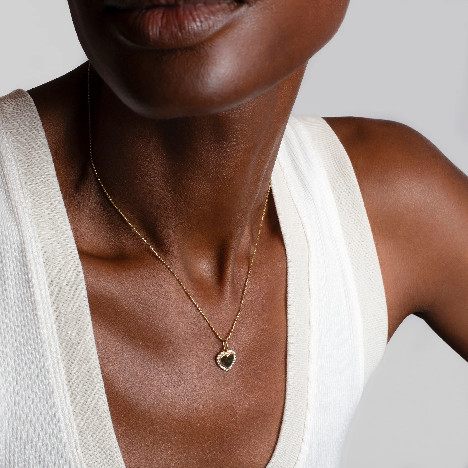 Small Heart Bubble Charm with Pave Outline - Image 3