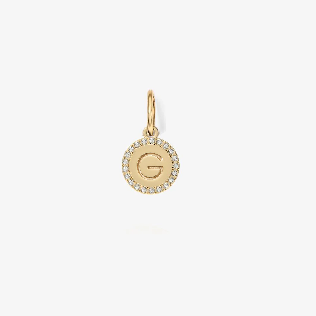 Small Round Bubble Charm with Pave Outline