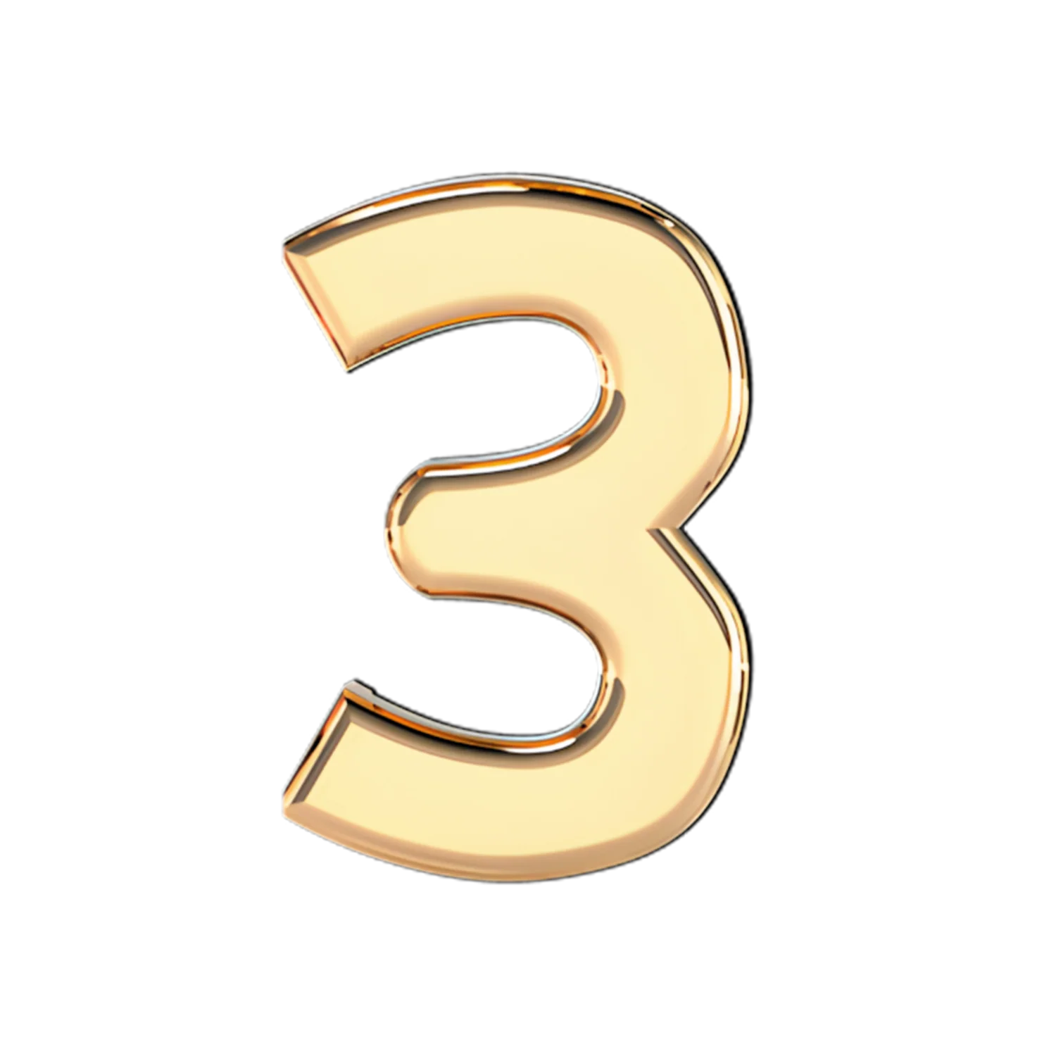 Solid Number 3 Slider Necklace Charm